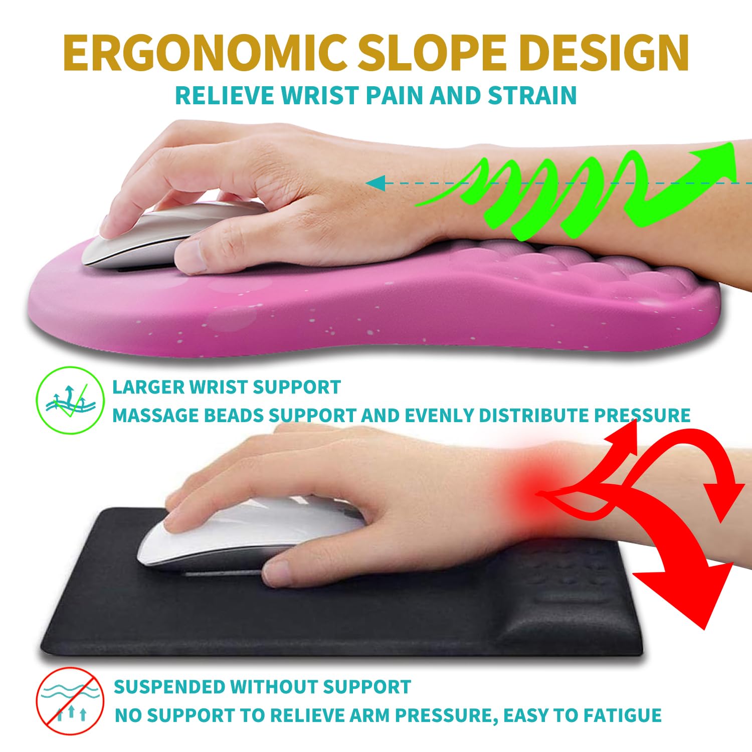 Hokafenle 2 in 1 Ergonomic Mouse Pad Wrist Support & Wrist Rest for Computer Keyboard Set, with