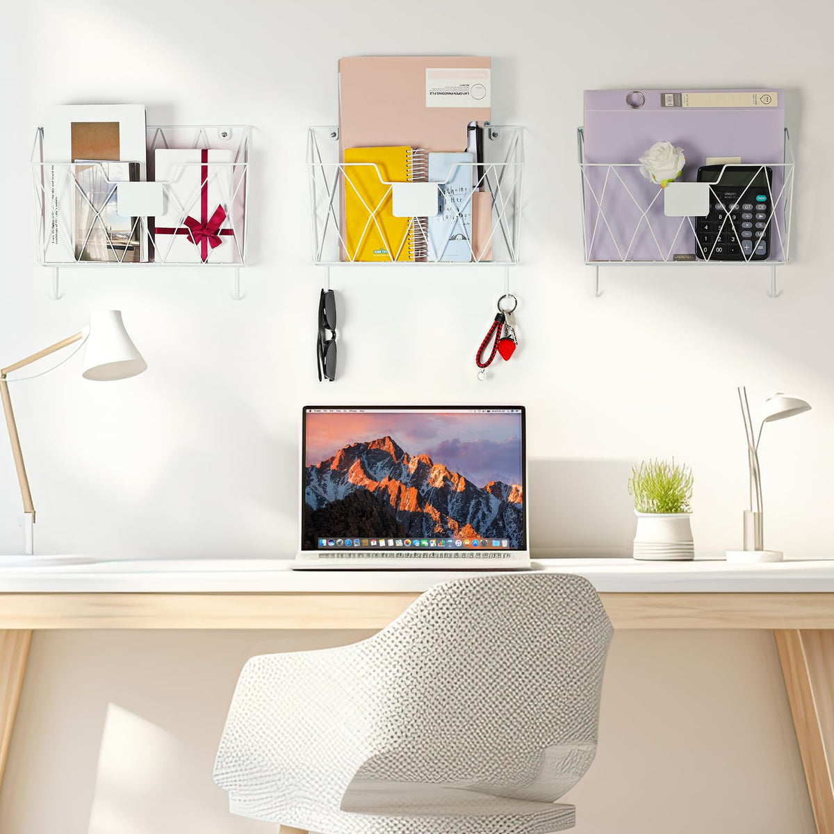 Wall File Organizer for Office, 6 Pack Metal Wall Baskets Wall File Holder