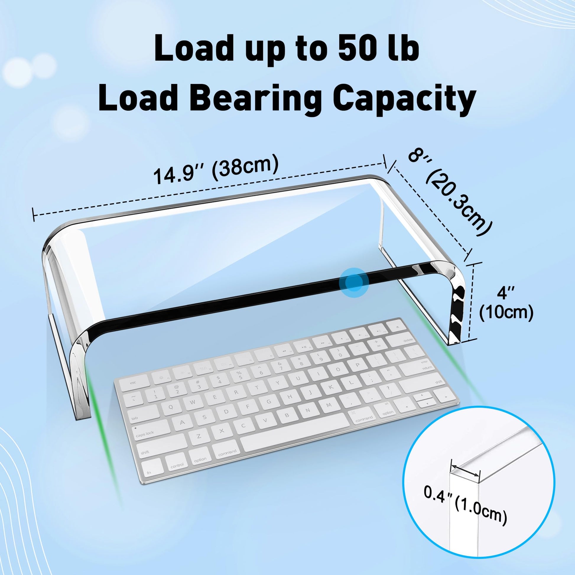 AboveTEK Acrylic Monitor Stand – Clear Monitor Riser & Computer Desk Stand, Premium Acrylic Laptop