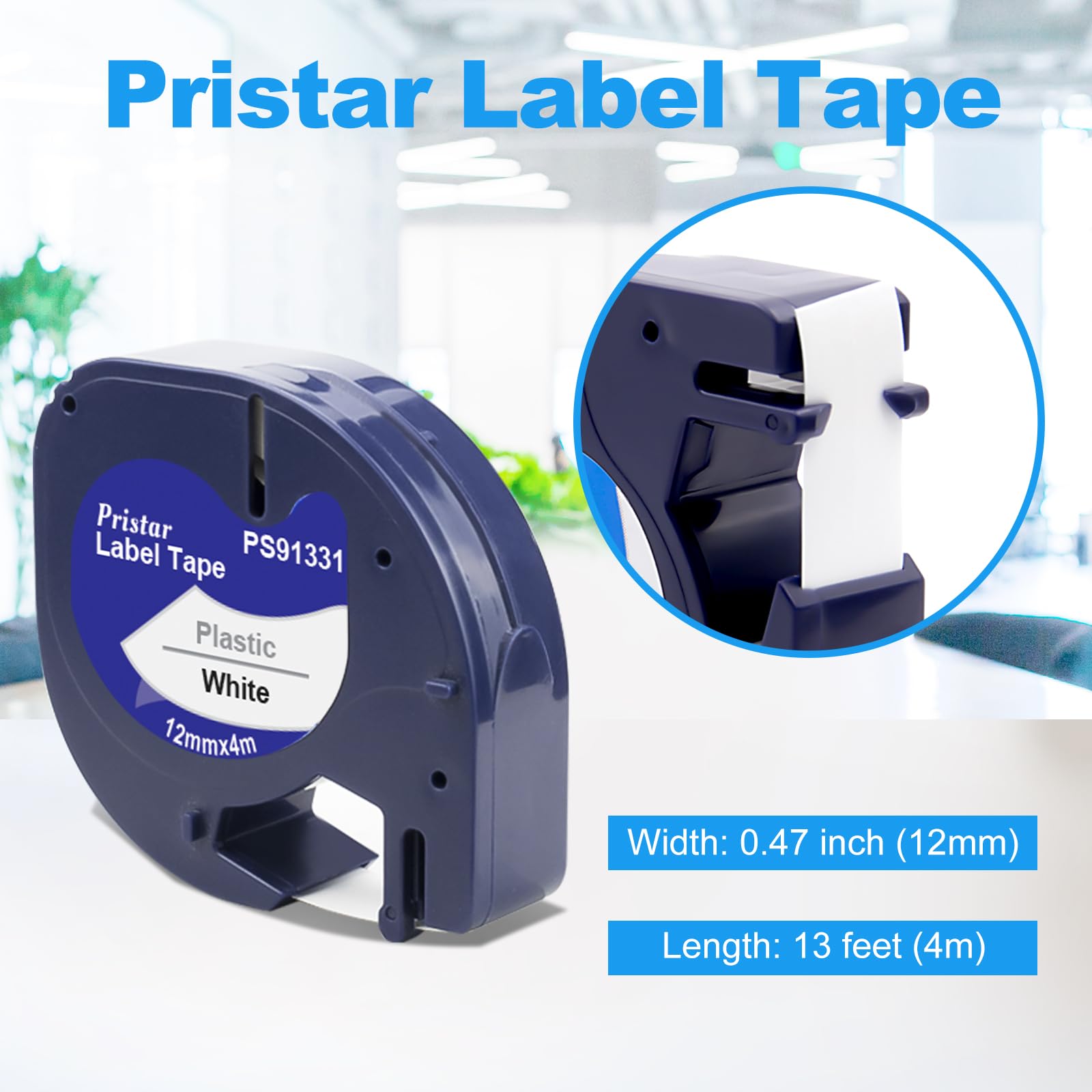 Pristar 20-Pack 91331 Replacement for DYMO LetraTag 91331 Label Tape 12mm