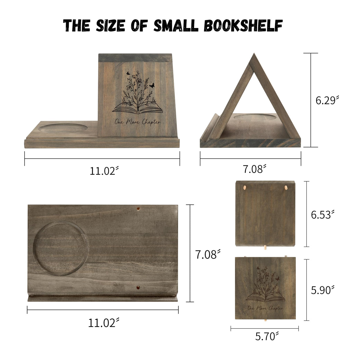 LITIVY Wooden Book Holder with Drink Holder, Wooden Triangle Bookmark Reading Rest with Slotted