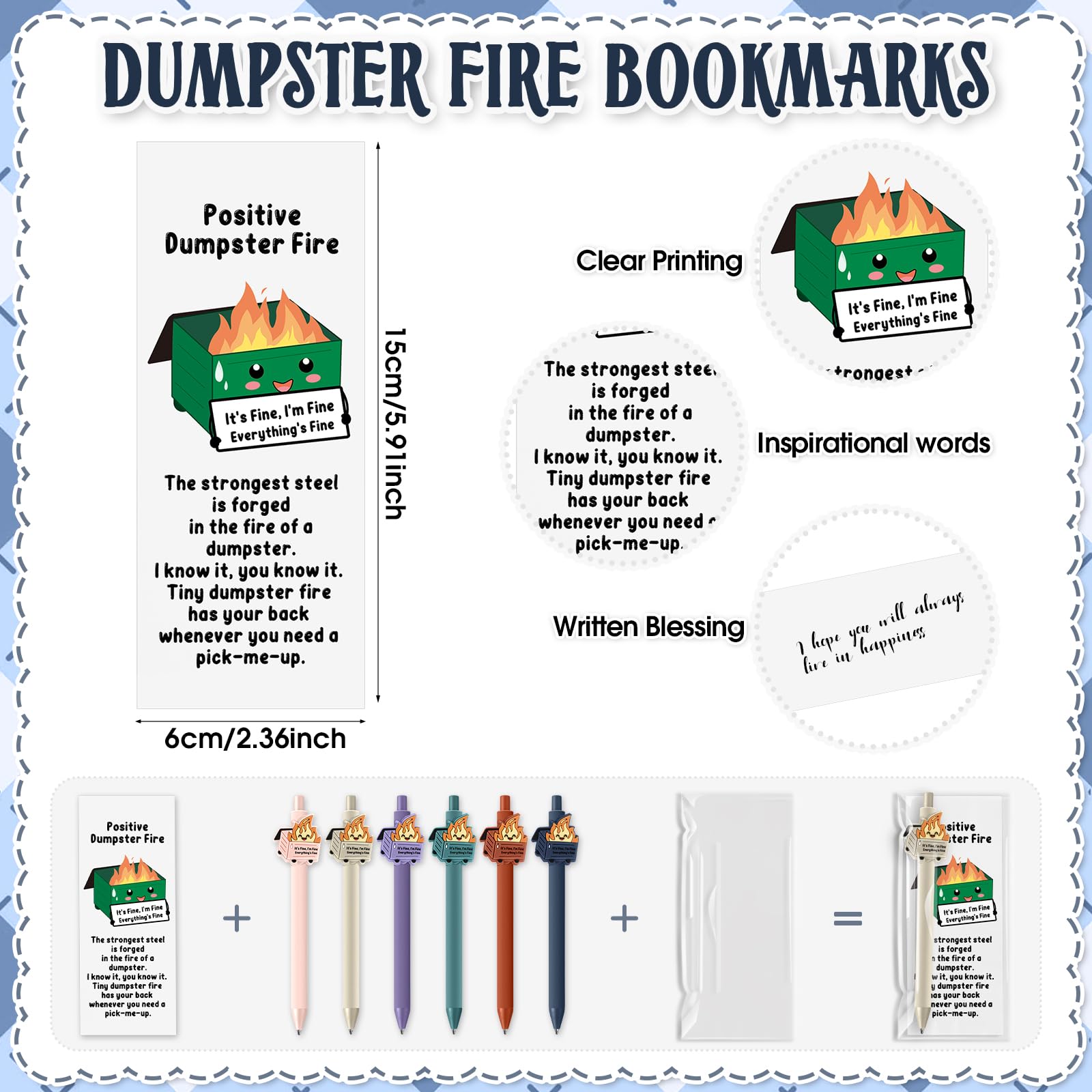 Sayglossy 102 Sets Dumpster Fire Pens Gift Desk Accessories Funny Work Pen