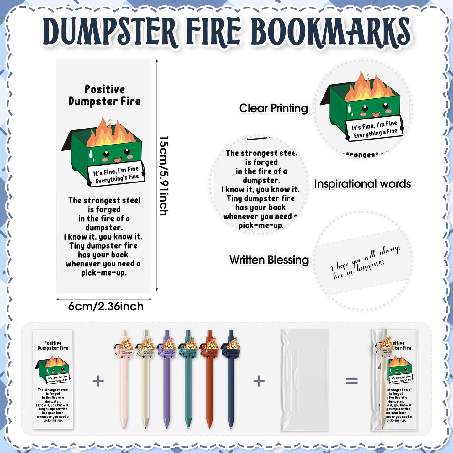 Sayglossy 48 Sets Dumpster Fire Pens Gift Desk Accessories Funny Work Pen