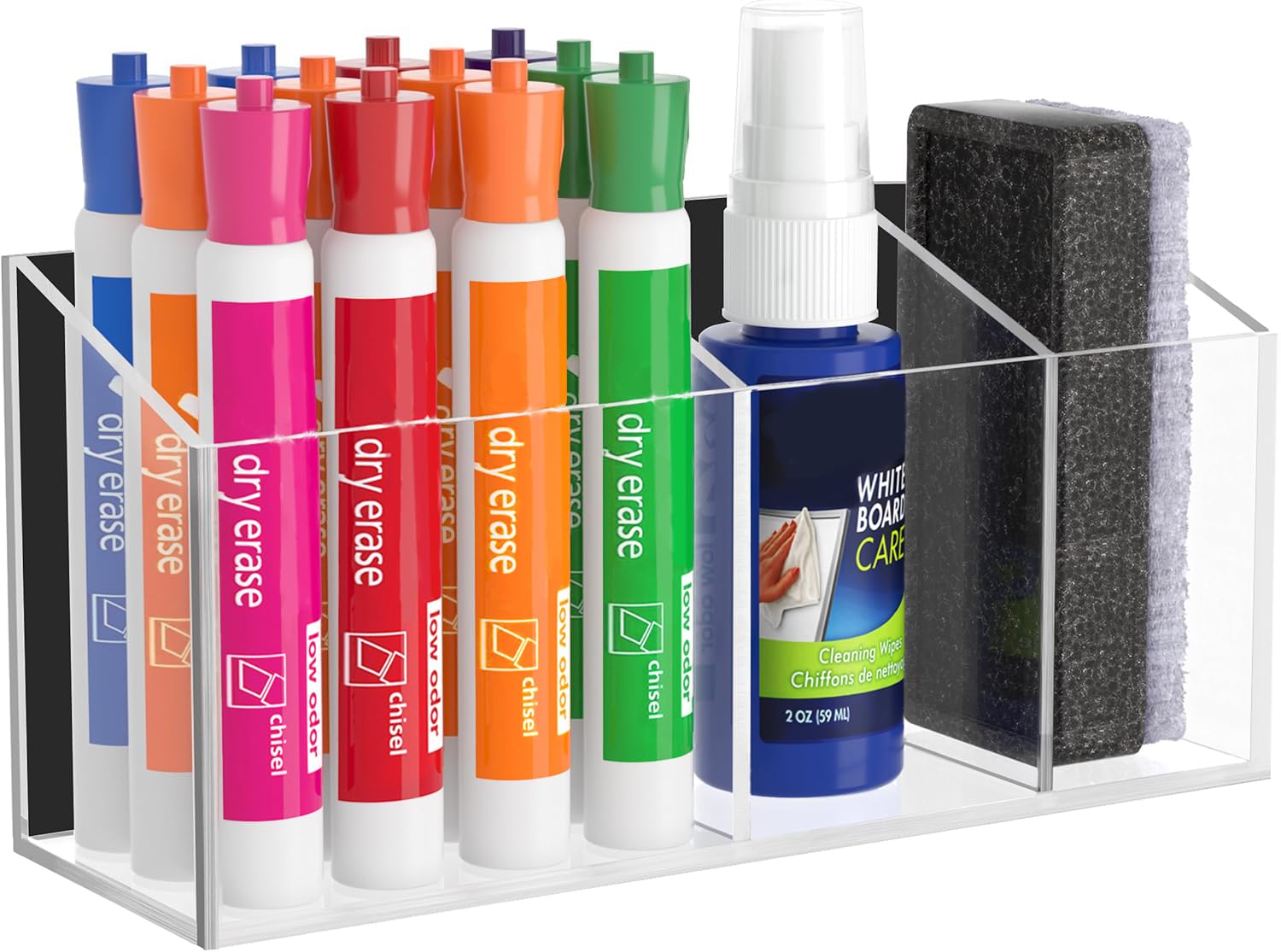 HBlife Magnetic Dry Erase Marker Holder for Whiteboard, Wall Mount, Clear