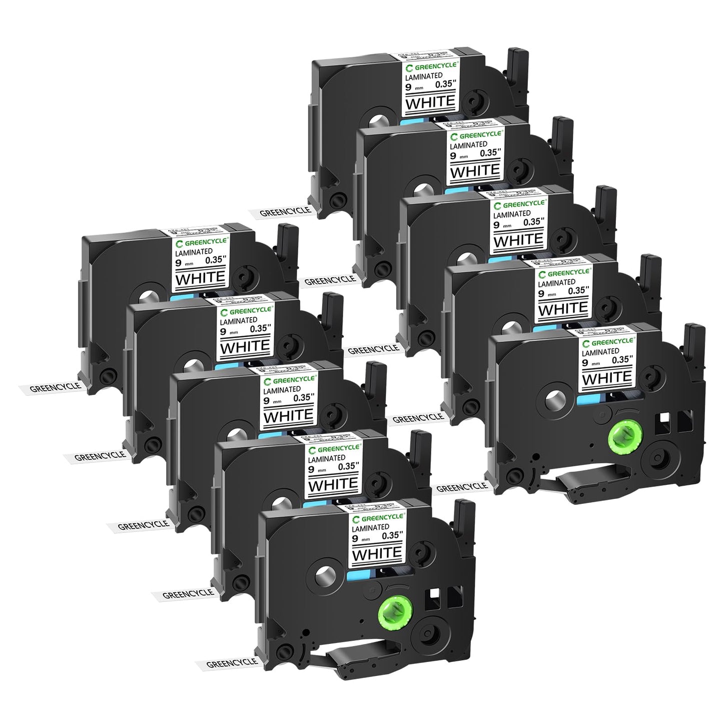 GREENCYCLE 10 Pack TZe-221 9mm 0.35 Label Tape Compatible for Brother P-Touch TZe221 9mm 0.35