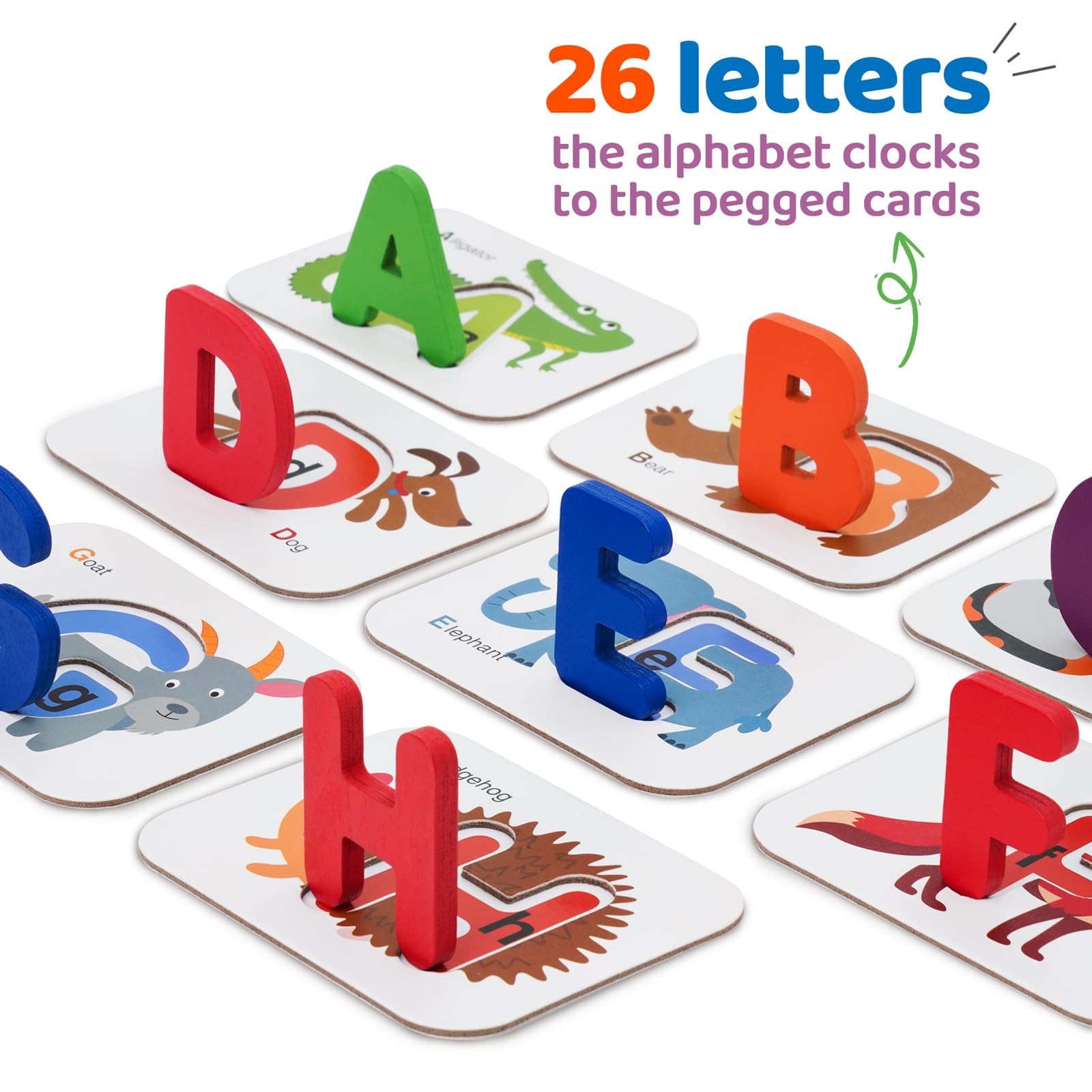LiKee Alphabet Flash Cards Wooden Letter Puzzle ABC Sight Words Matching Games Counting Board