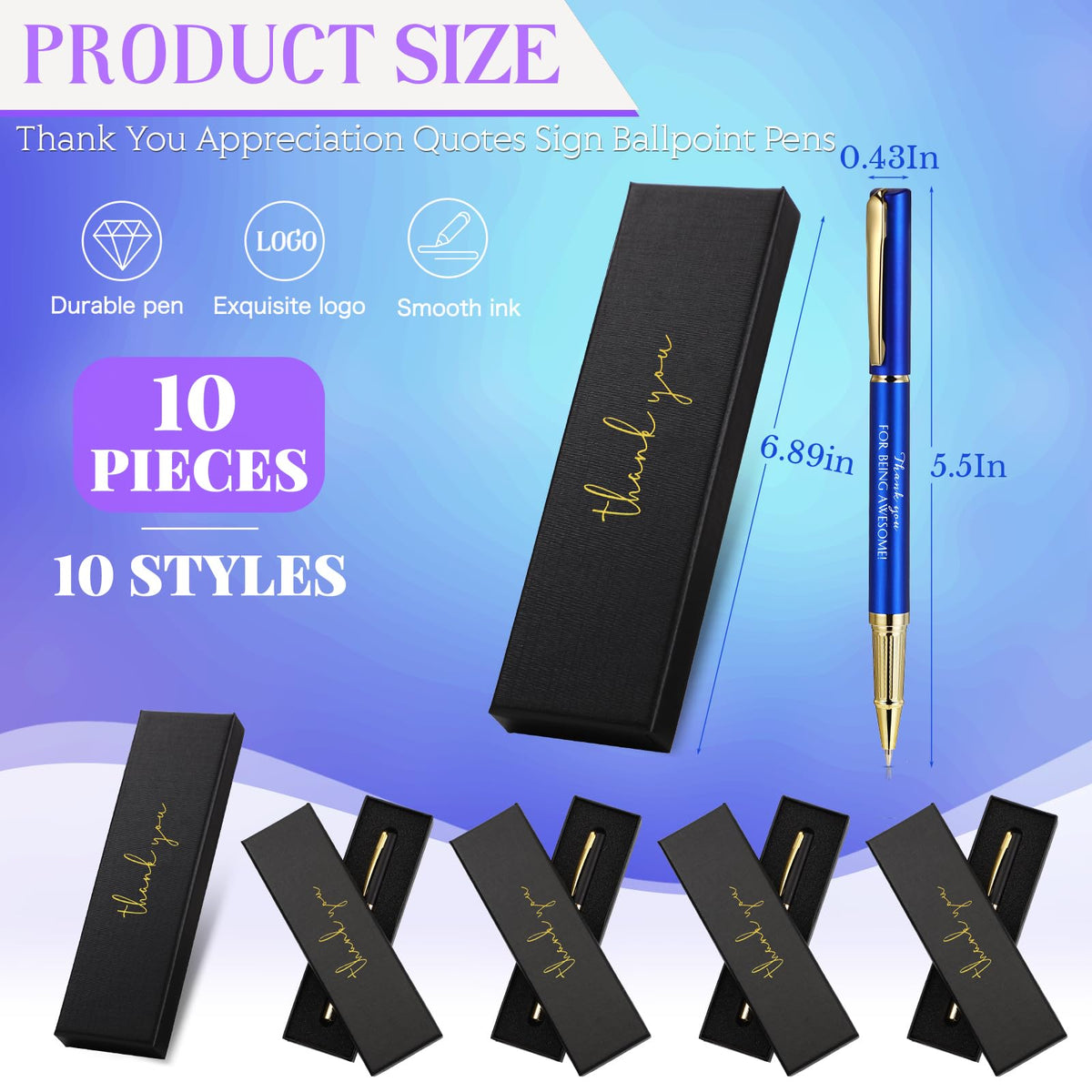 PerKoop 10 Sets Thank You Gifts, Appreciation Pens with Boxes for Men Women