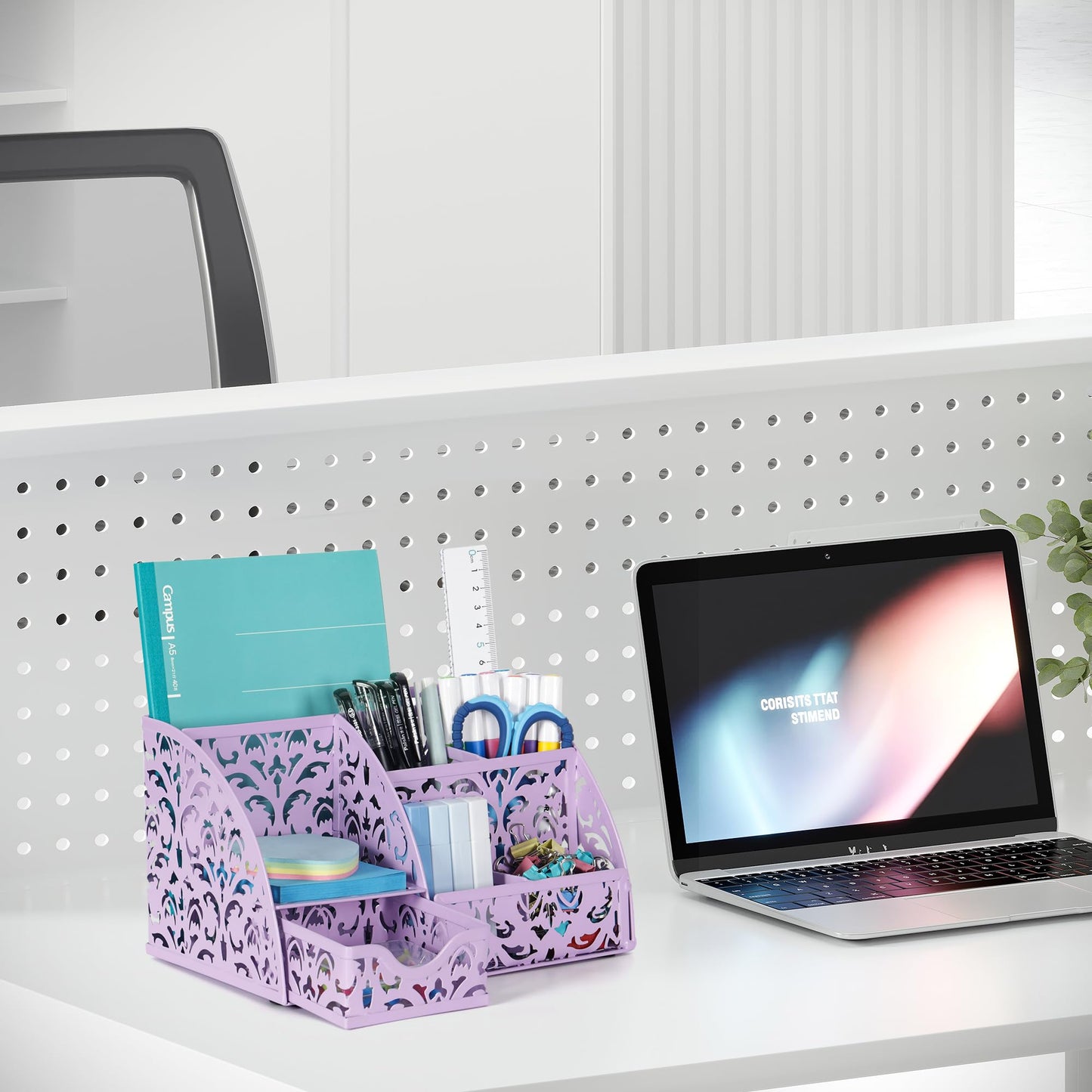 EasyPAG Pen Holder Desk Organizer with Drawer Pencil Cup for Desk 6 Compartments Metal Office Caddy