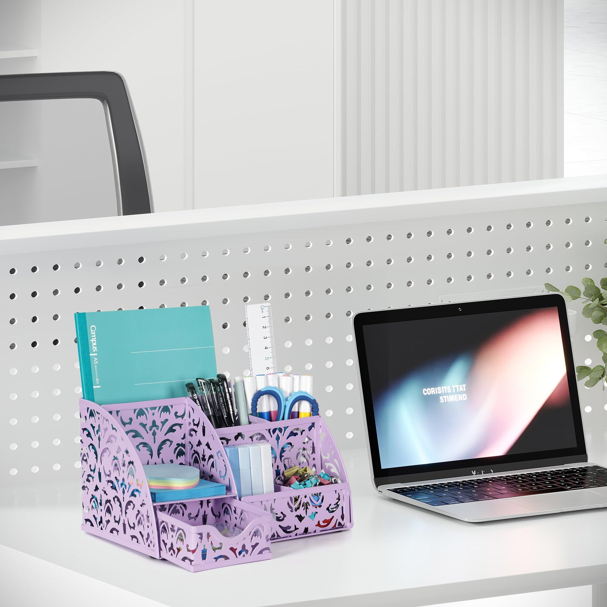 EasyPAG Pen Holder Desk Organizer with Drawer Pencil Cup for Desk 6 Compartments Metal Office Caddy