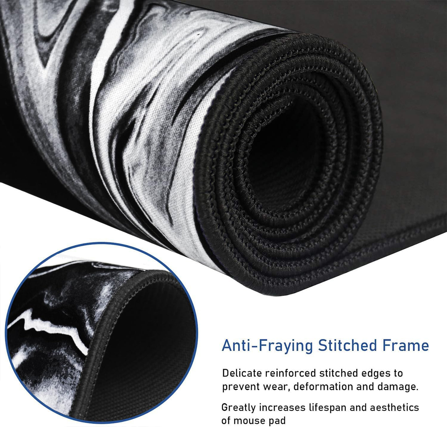 Large Gaming Mouse Pad with Stitched Edges, Non-Slip Natural Rubber Base