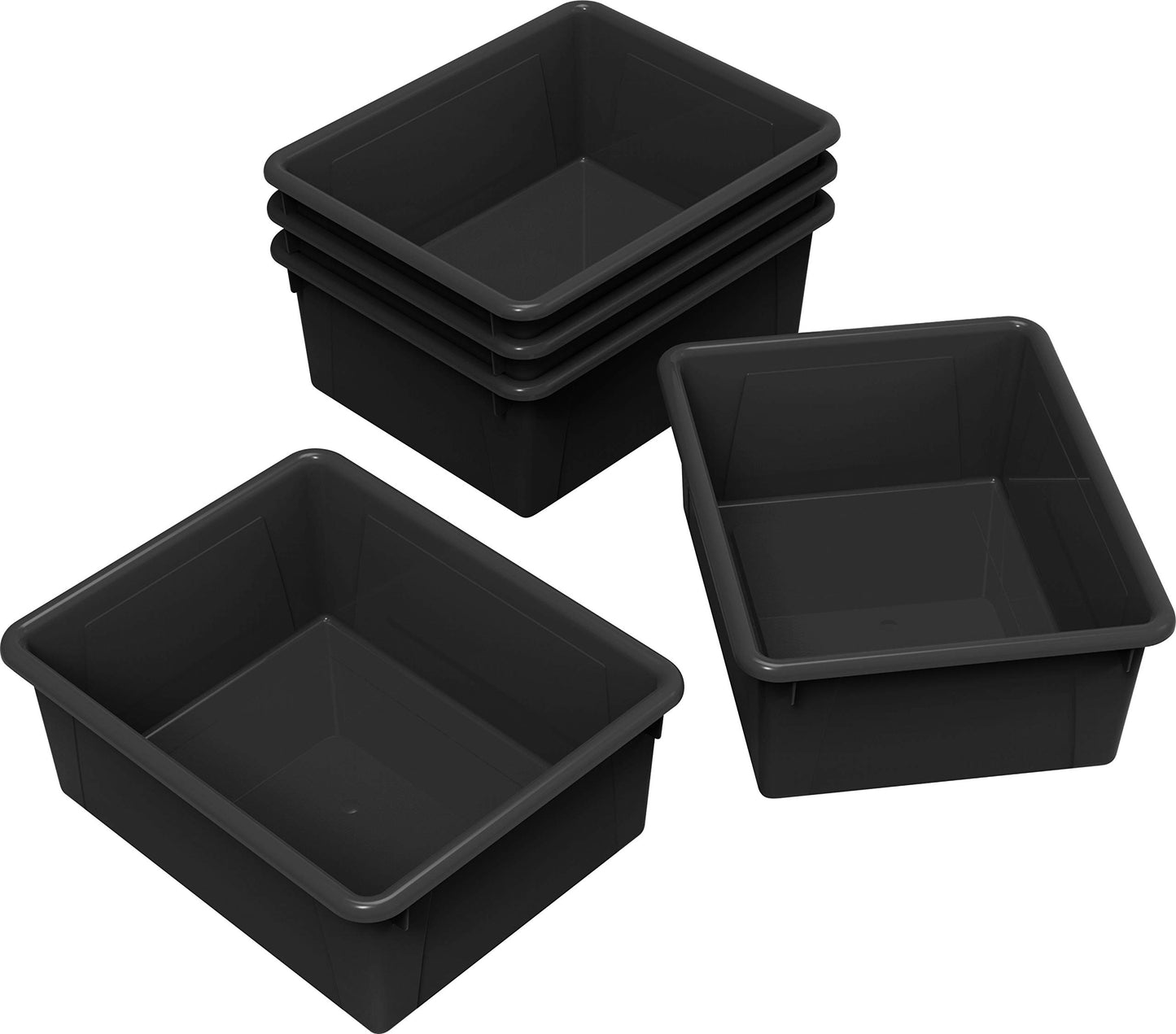 Storex Letter Size Deep Storage Tray – Organizer Bin for Classroom, Office and Home, Black, 5-Pack