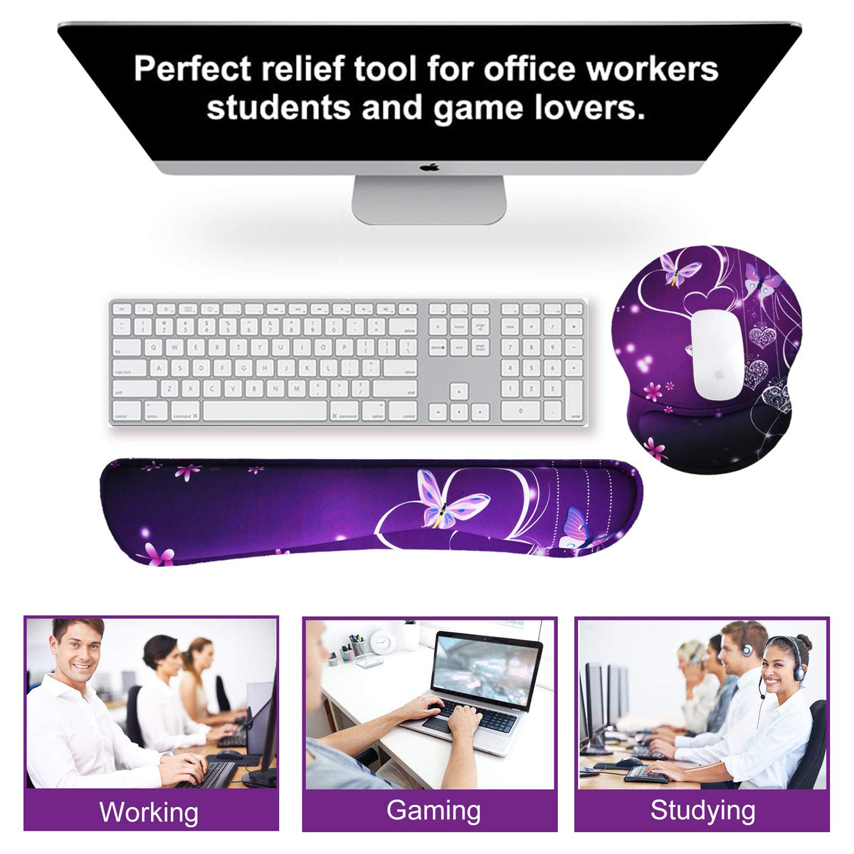 ArtSo Upgraded Wrist Rest Support for Mouse Pad & Keyboard, Ergonomic Gel Mousepad Non-Slip Rubber