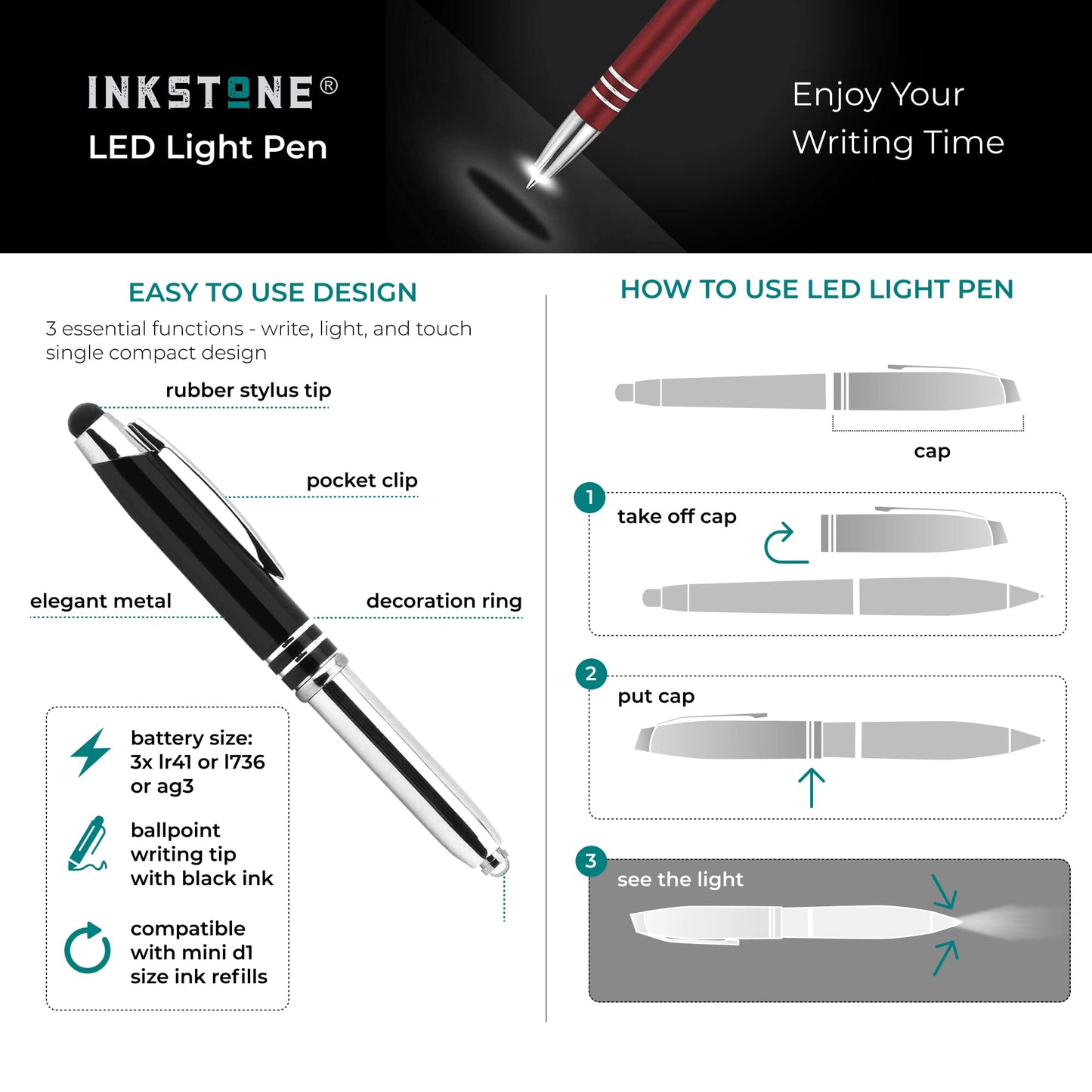 Inkstone Veterinary Engraved Pen Light with Stylus Tip Vet Tech Gifts
