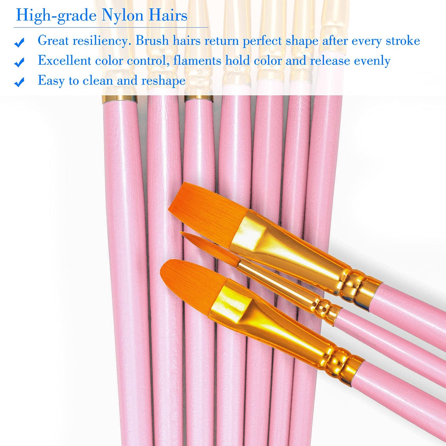 BOSOBO Paint Brushes Set, 6 Pack 60 Pcs Round Pointed Tip Paintbrushes Nylon Hair Artist Acrylic