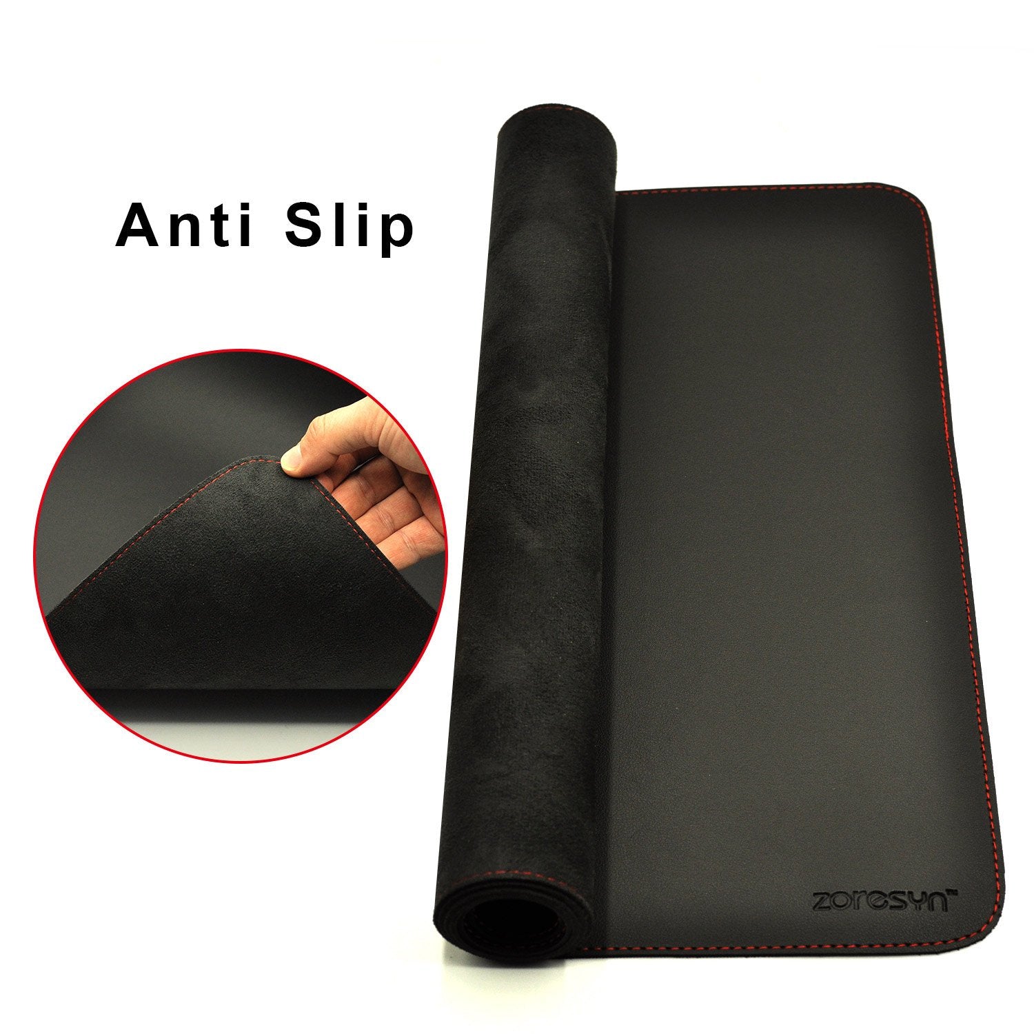 ZORESYN Large PU Leather Desk Pads Black, 35.4"x15.8"