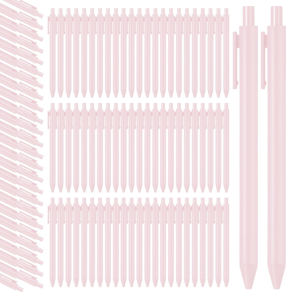 Teling 100 Pcs Ballpoint Pens Retractable Comfortable Cute Stylish Writing Pens in Medium Point 1.0
