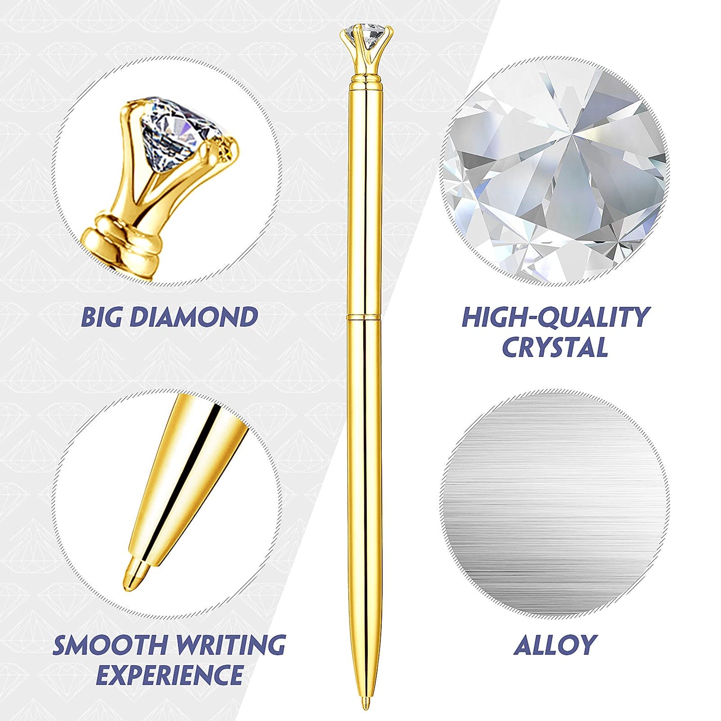 Outus Gold 4 Pcs Wedding Pens for Guest Book Signing Diamond Design