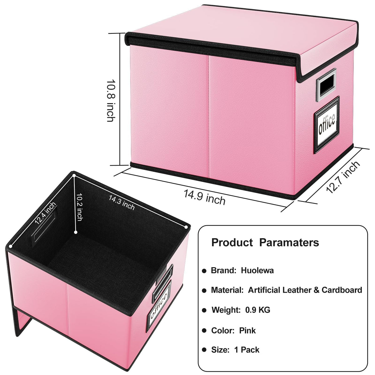 Huolewa File Organizer Box with Lids, Collapsible File Folder Organizer