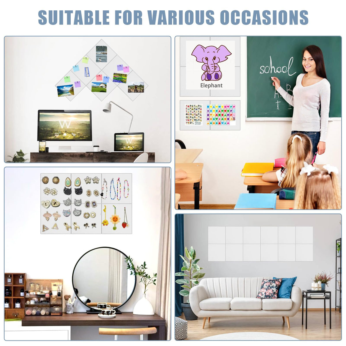 48" x 36" Large Felt Bulletin Board & Cork Board Alternative, Warm White