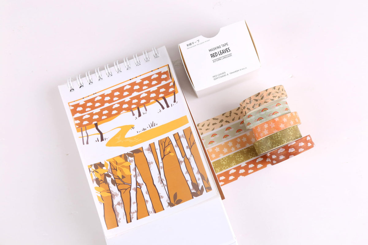 YUBX Basic Washi Tape Set 30 Rolls Plants Patterns Decorative Skinny Slim Masking Tapes for Arts