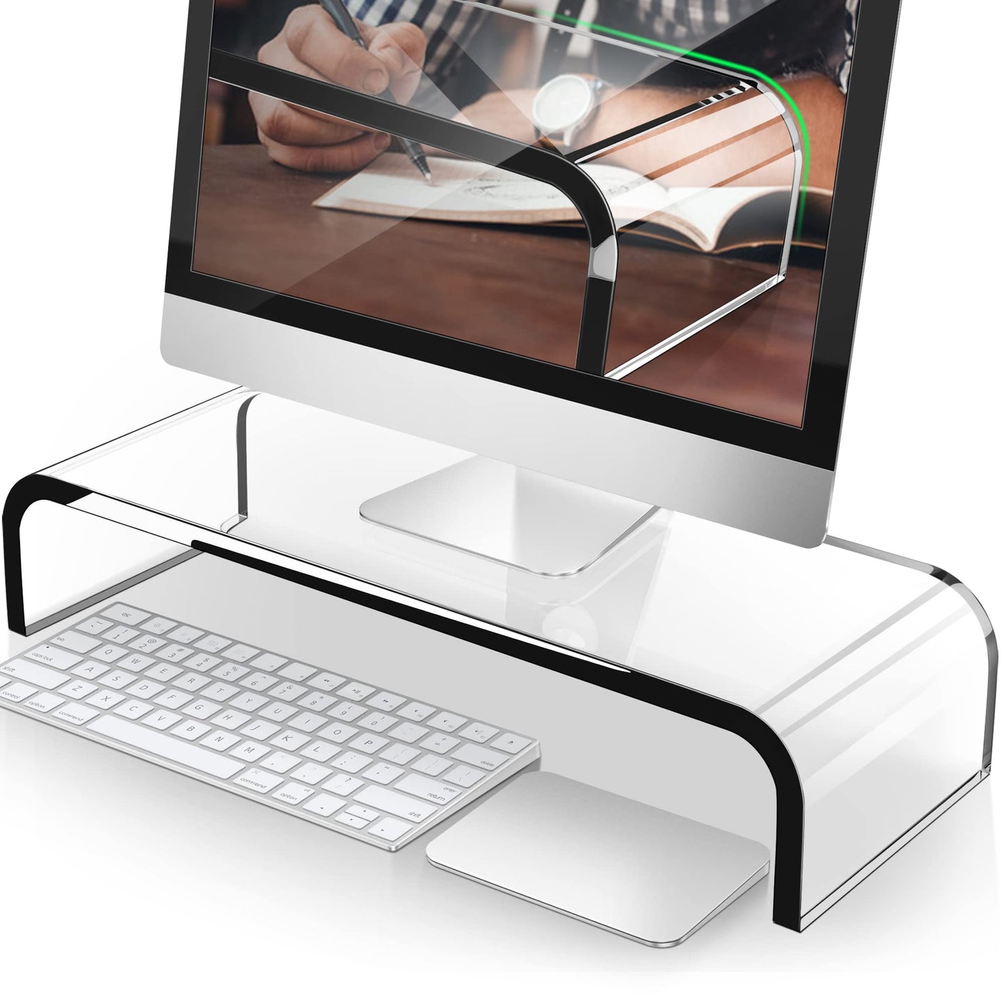 AboveTEK Acrylic Monitor Stand, Premium Large Monitor Riser 20 inch, Crystal Clear Acrylic Computer