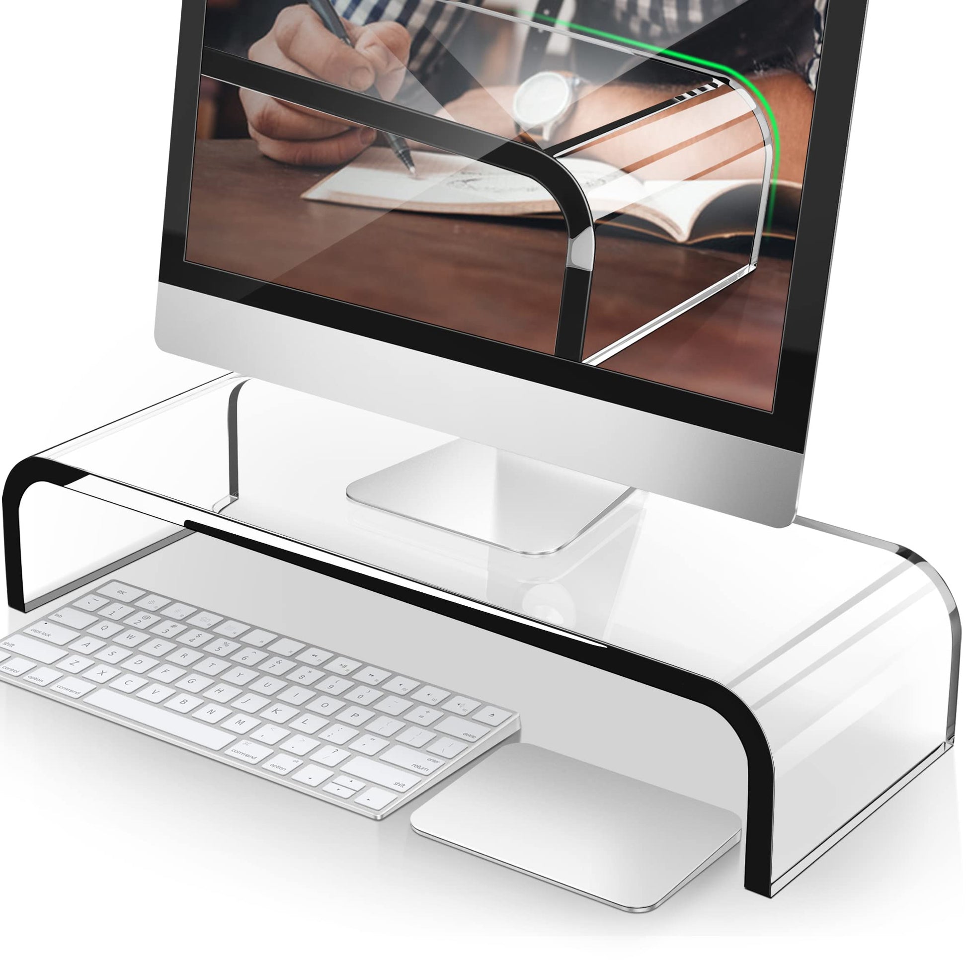 AboveTEK Acrylic Monitor Stand, Premium Large Monitor Riser 20 inch, Crystal Clear Acrylic Computer