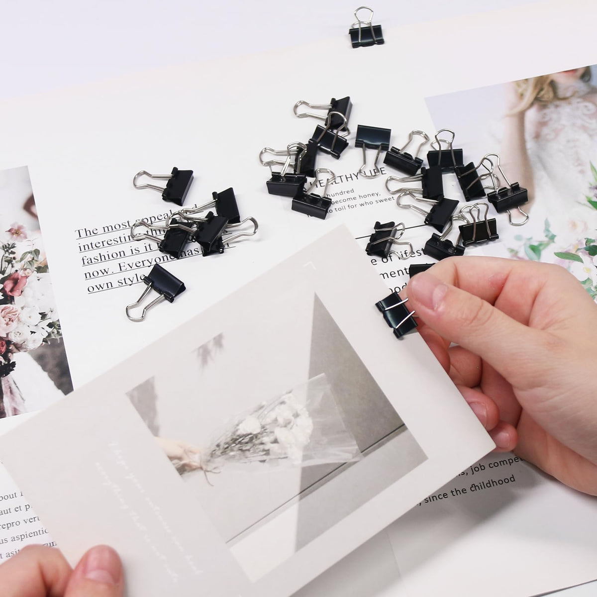 Coideal Mini Binder Clips Black, 60 Pcs 15mm Extra Small Paper Clips, 0.6 Inch Micro Metal Binder
