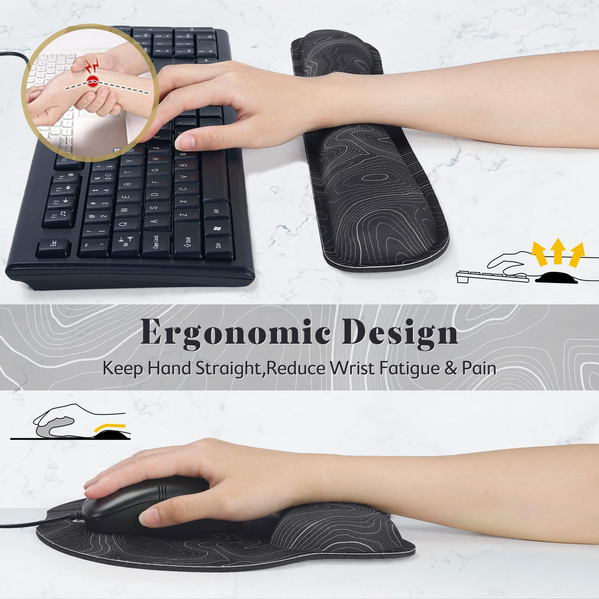 Gimars Upgrade 3 in 1 Enlarge Superfine Smooth Gel Ergonomic Mouse Pad Wrist Support and Keyboard