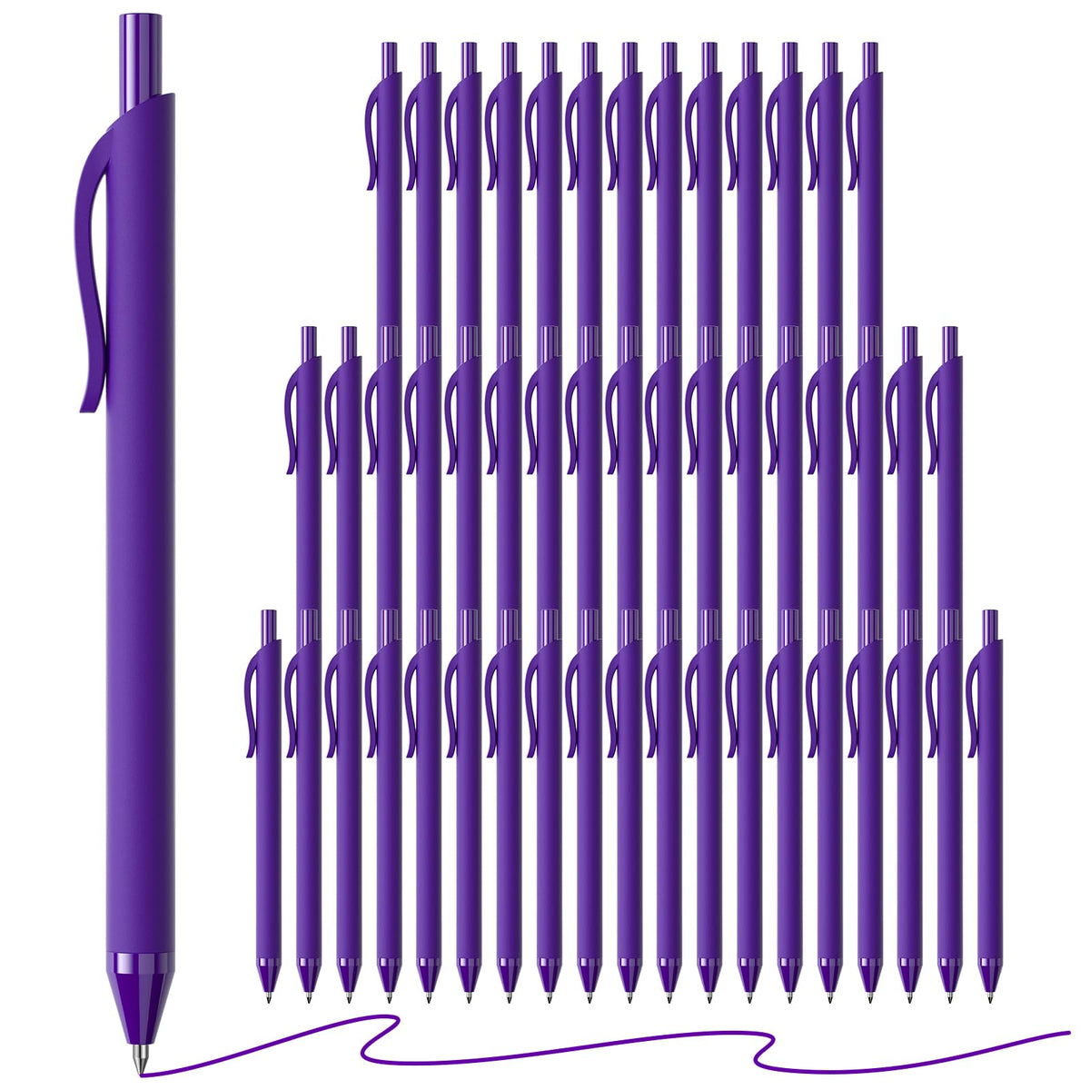 InkSlick Purple Pens Bulk 50 Pack 1.0mm Ballpoint Pen for Smooth Writing