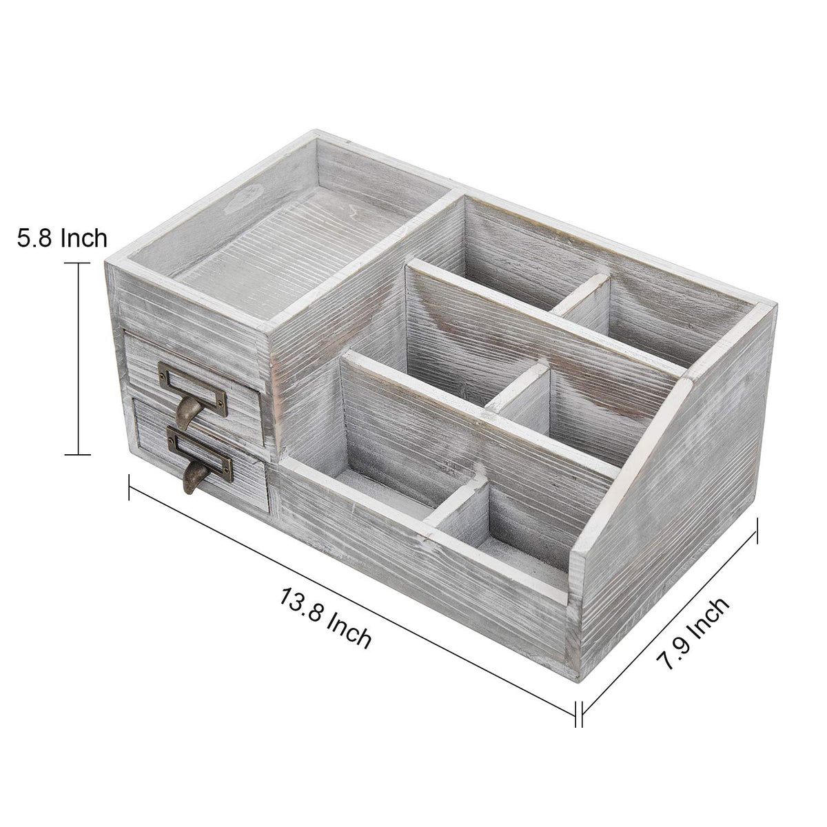 Distressed Rustic Wooden Office Desktop Organizer Wood Shelf Tabletop Home Organizer Storage with