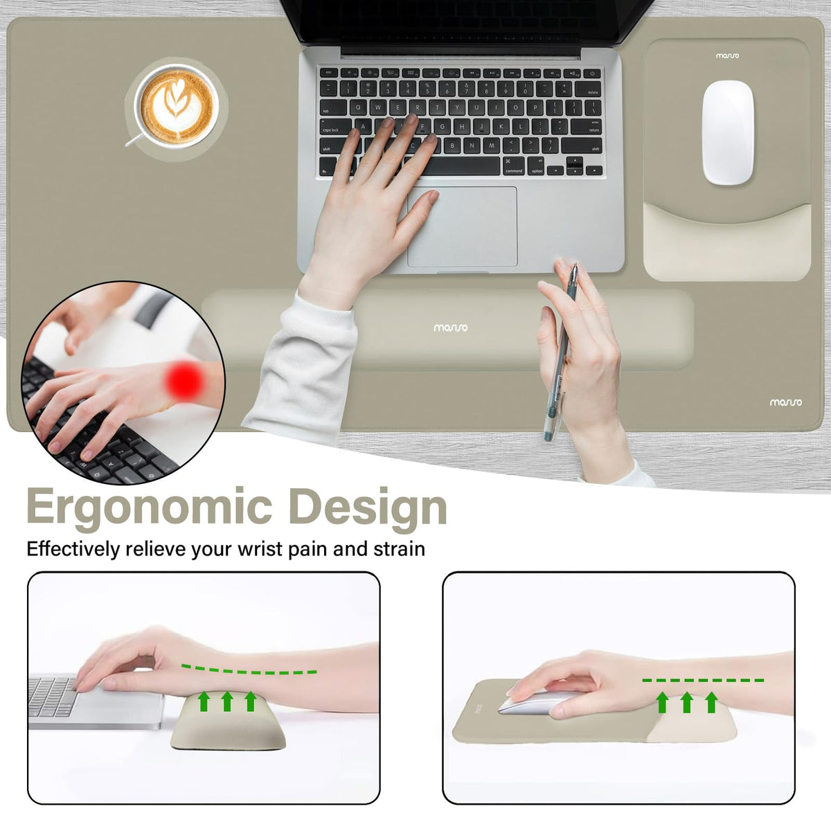 MOSISO Keyboard Mouse Pad Set, Large Gaming Mouse Pad&Keyboard Wrist Rest