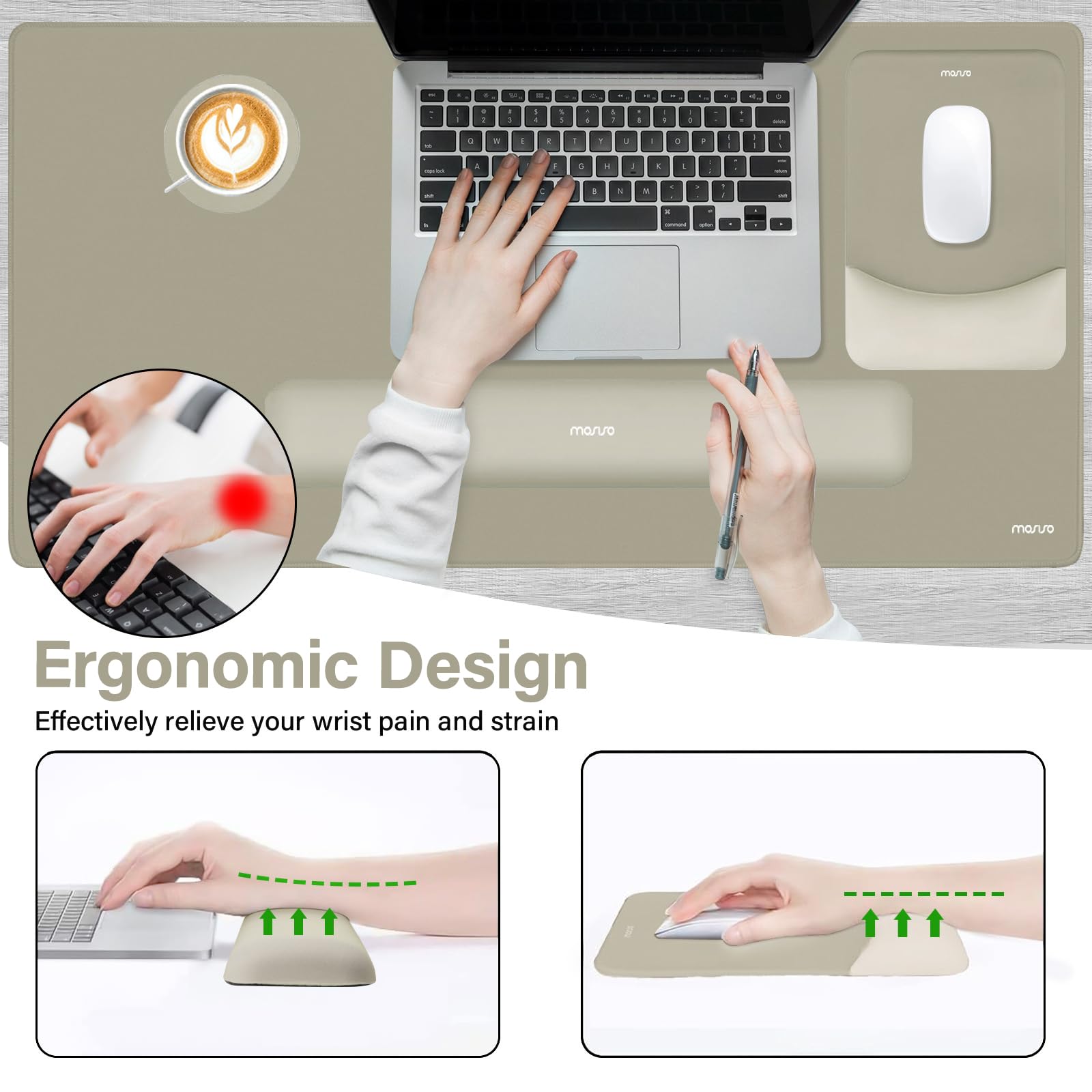 MOSISO Keyboard Mouse Pad Set, Large Gaming Mouse Pad&Keyboard Wrist Rest