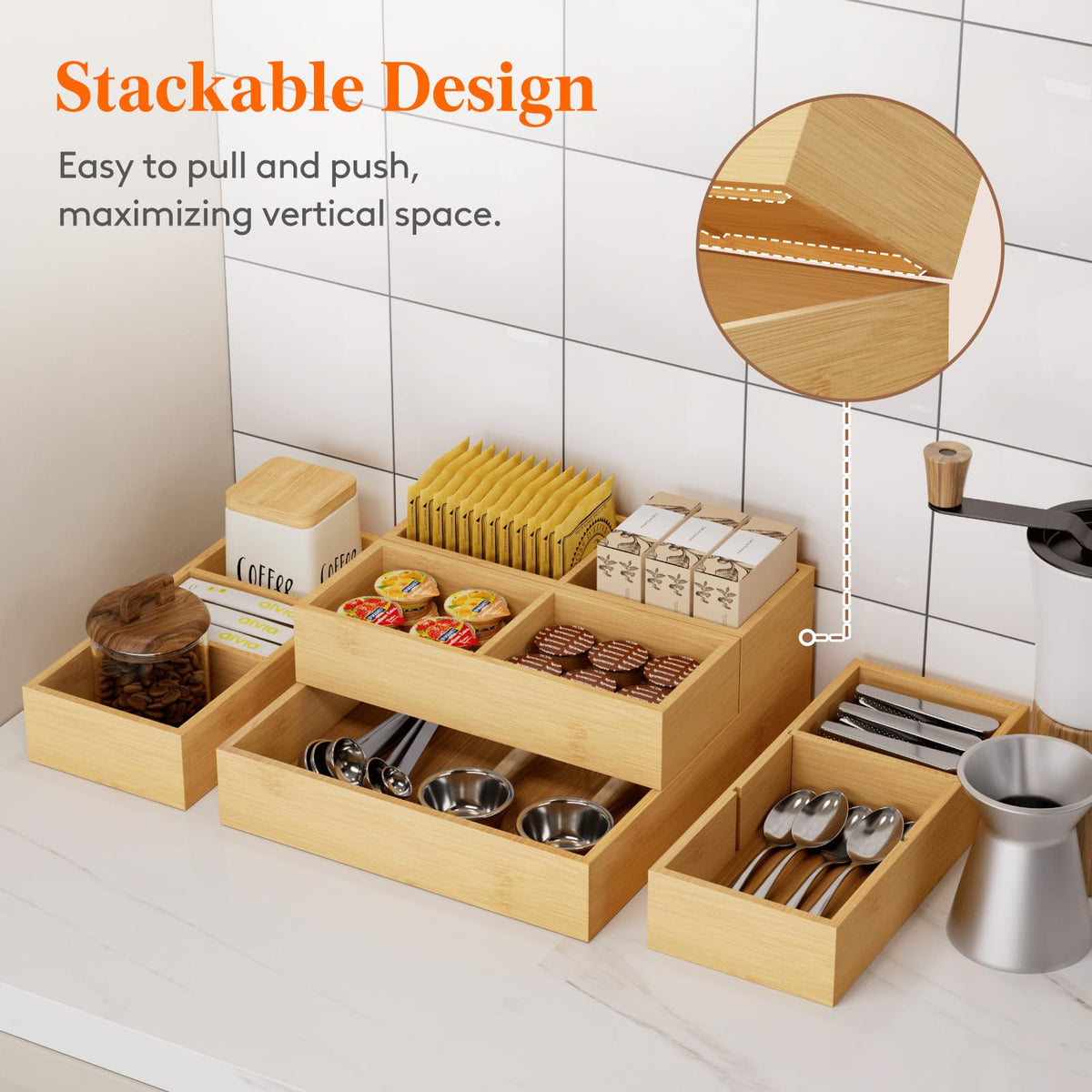 Lifewit Drawer Organizers 10 Pack(22 Grid) with 12 Inserts