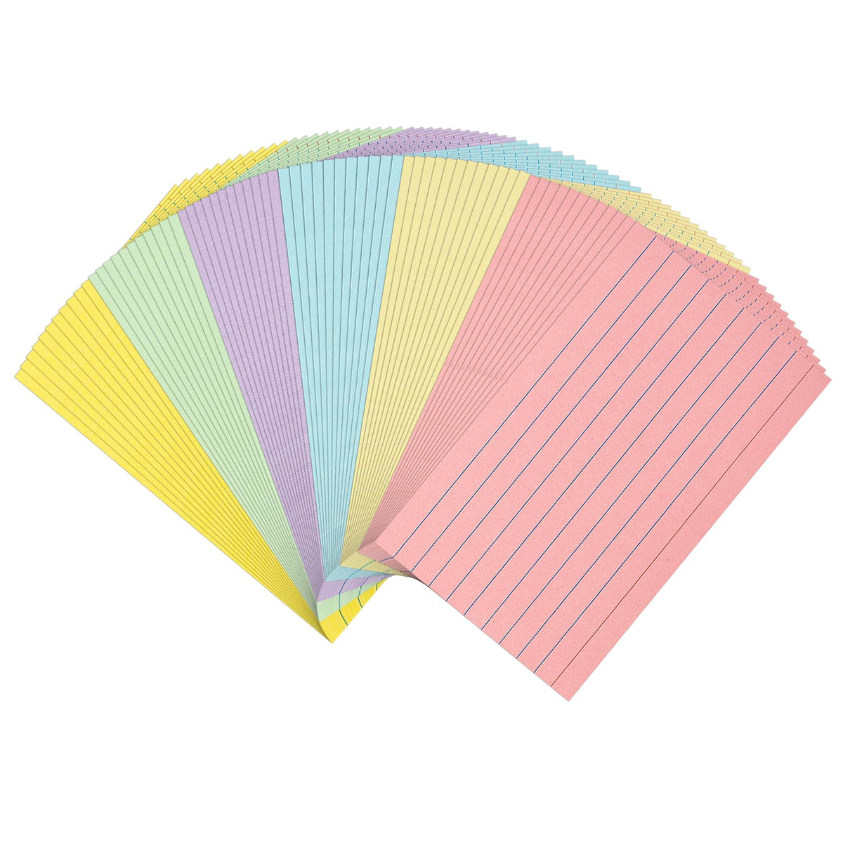 300Pcs Colored Index Cards 5x8, Single Sided Ruled Flash Cards 6 Color