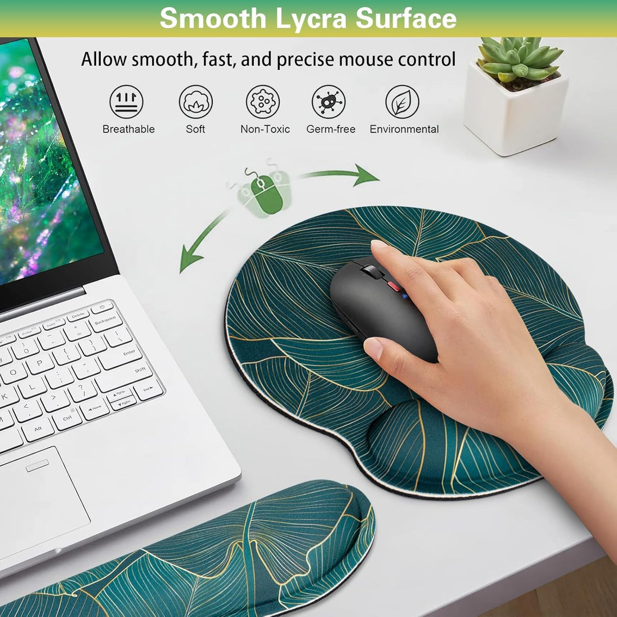 Mouse Pad with Wrist Rest Set, 3-in-1 Wrist Support Mousepad