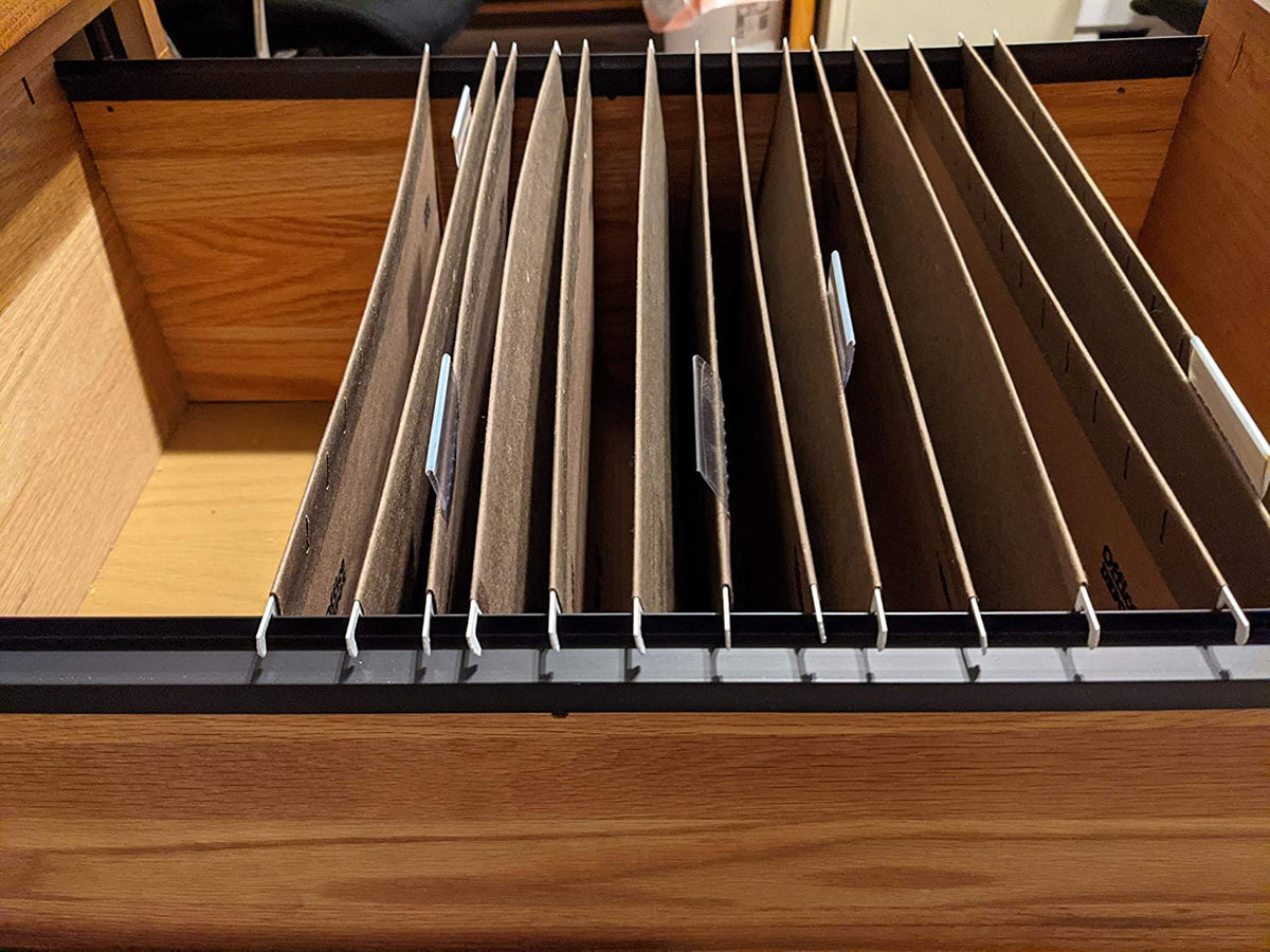 Custom Accents PVC Hanging File Rail for 1/2 Drawer Sides 2 Feet Long Black (Sold in Pairs)