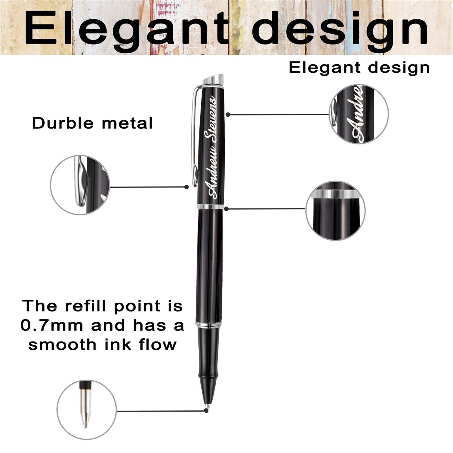 ABIsedrin Personalized Pens, Engraved Pen for Men, Custom Gel Ink Rollerball Pens，writing pen Gift