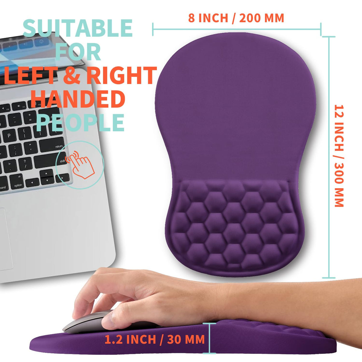 Kuosgm Ergonomic Mouse Pad Wrist Support with Memory Foam Massage Bulge, Carpal Tunnel Pain Relief