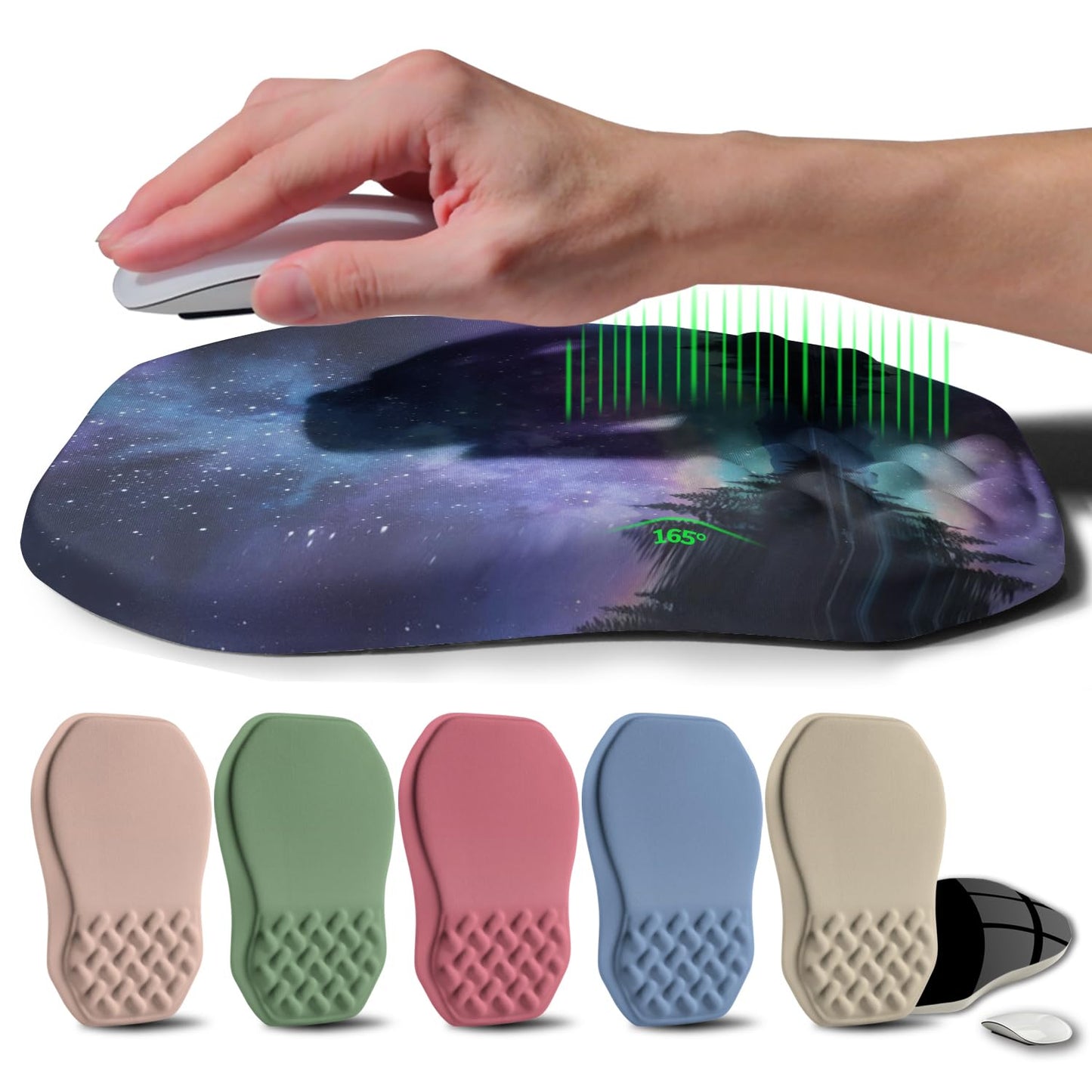 Gleamtide Ergonomic Raised Mouse Pad Wrist Support with Bilateral Slope Memory Foam Mousepad for