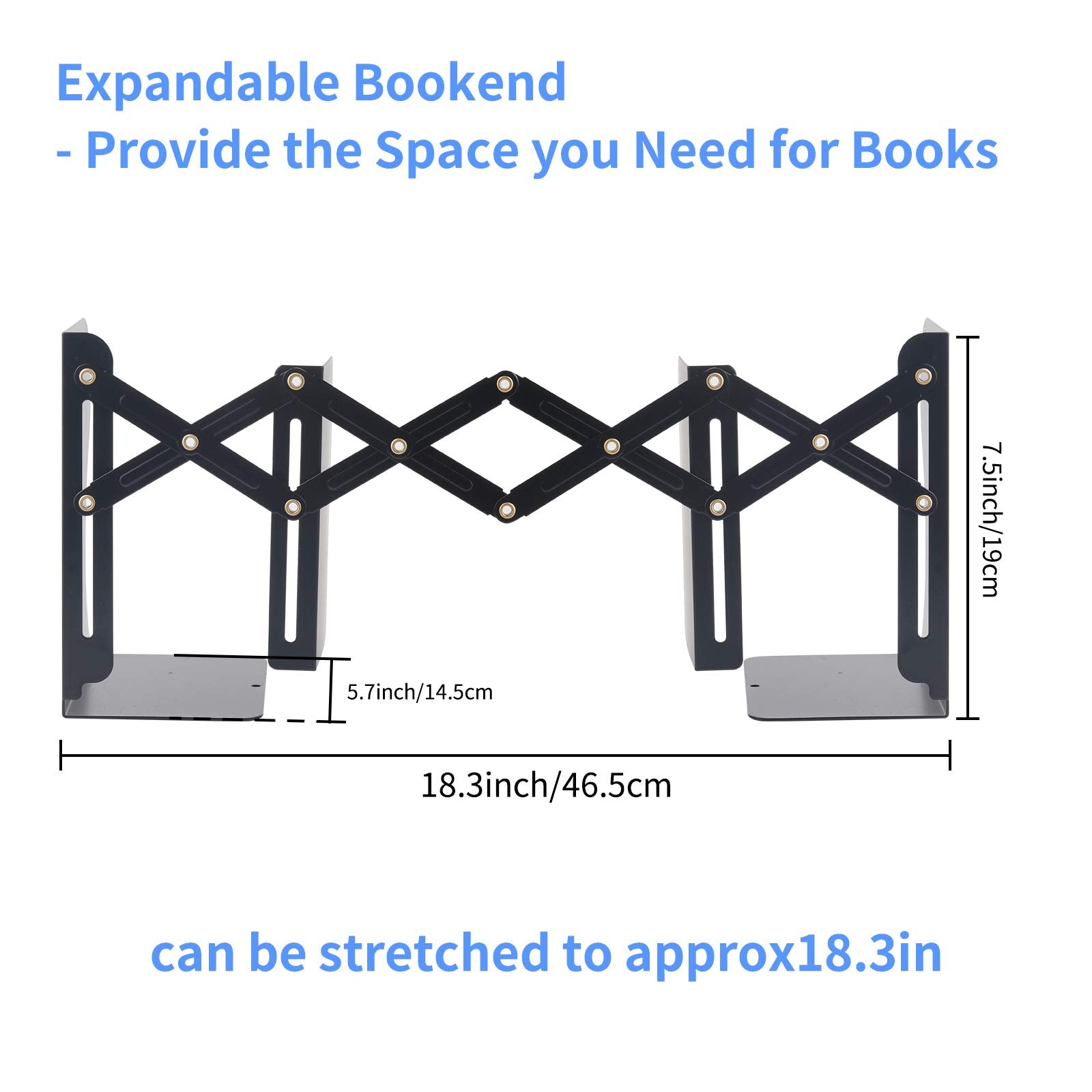MSDADA Adjustable Bookends, Bookends for Heavy Book, Expandable Book Organizer for Office, School