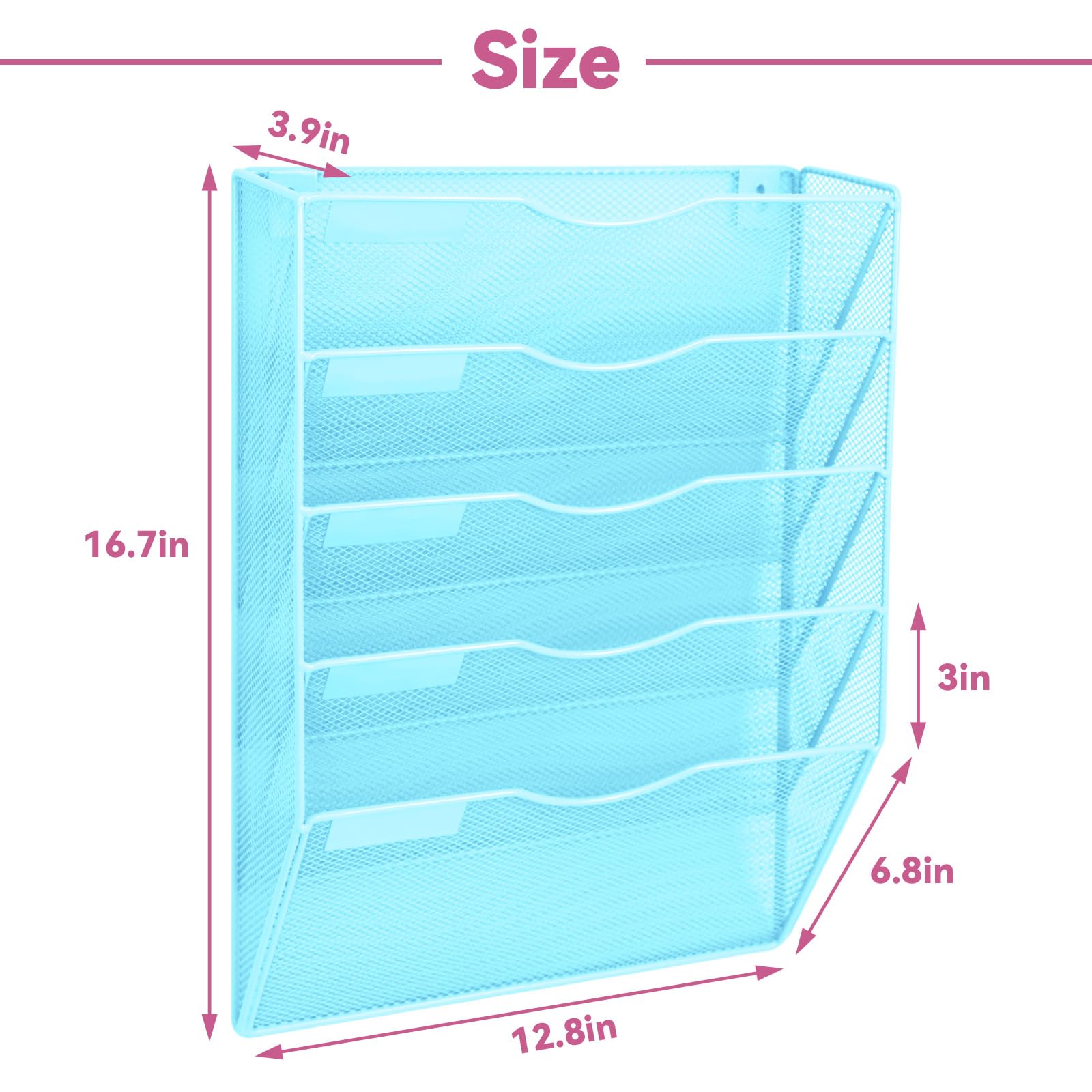 ideallife 5 Pockets Mesh Wall File Holder Organizer Office Hanging File Folder Magazine Rack