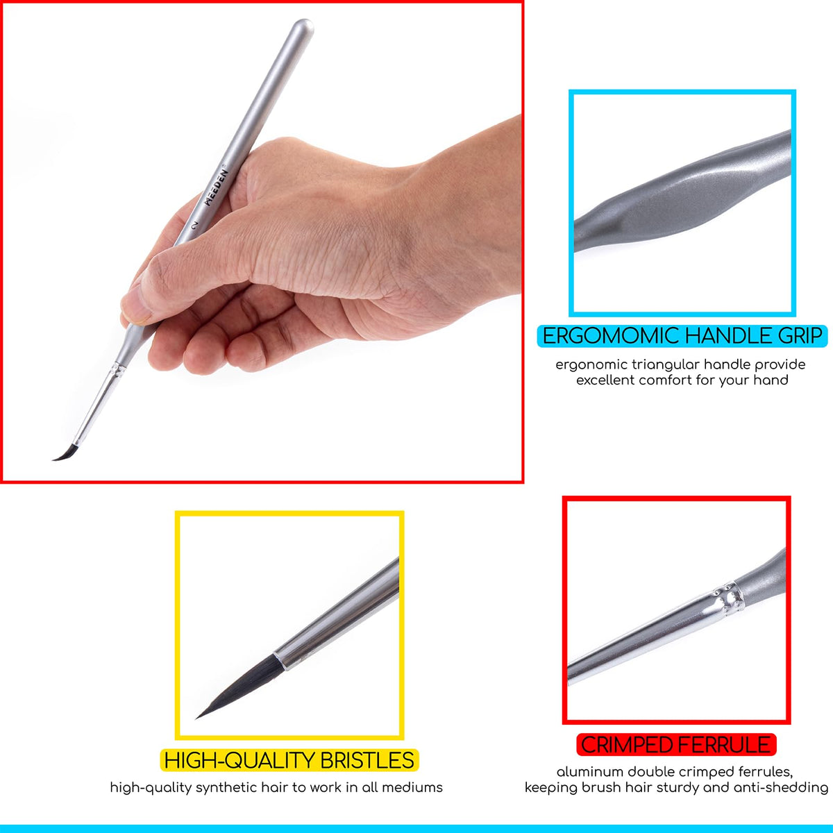 MEEDEN Miniature Paint Brush Set,15 Tiny Professional Fine Tip Detail Paint Brushes, Detailing