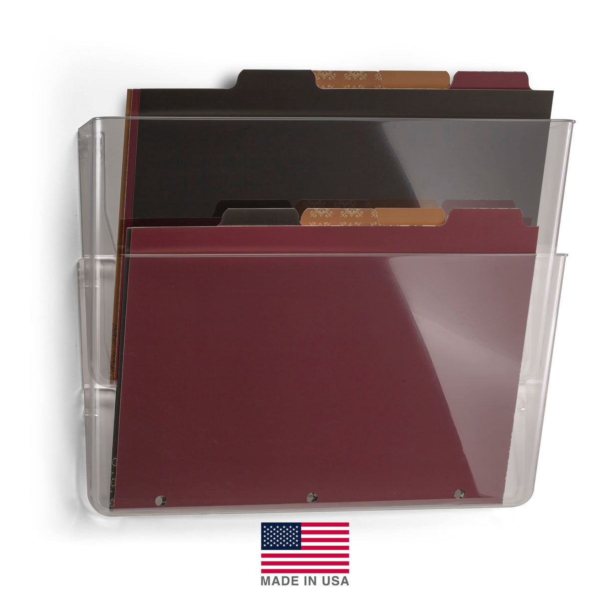 Officemate Letter-Size Wall Files, 2-Pack, Clear Wall-Mountable Plastic Document Organizer for