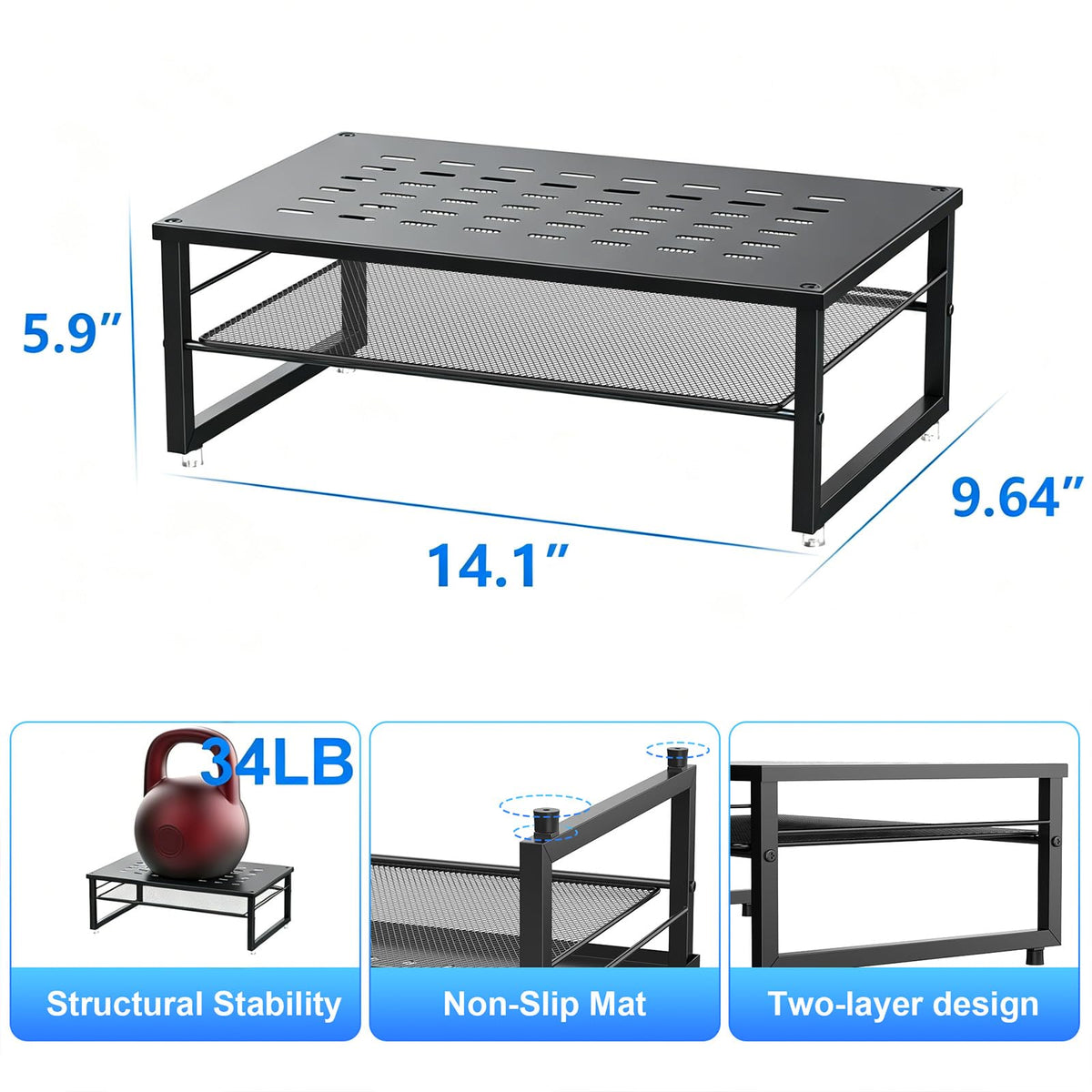 gianotter 2-Tier Metal Monitor Stand Riser