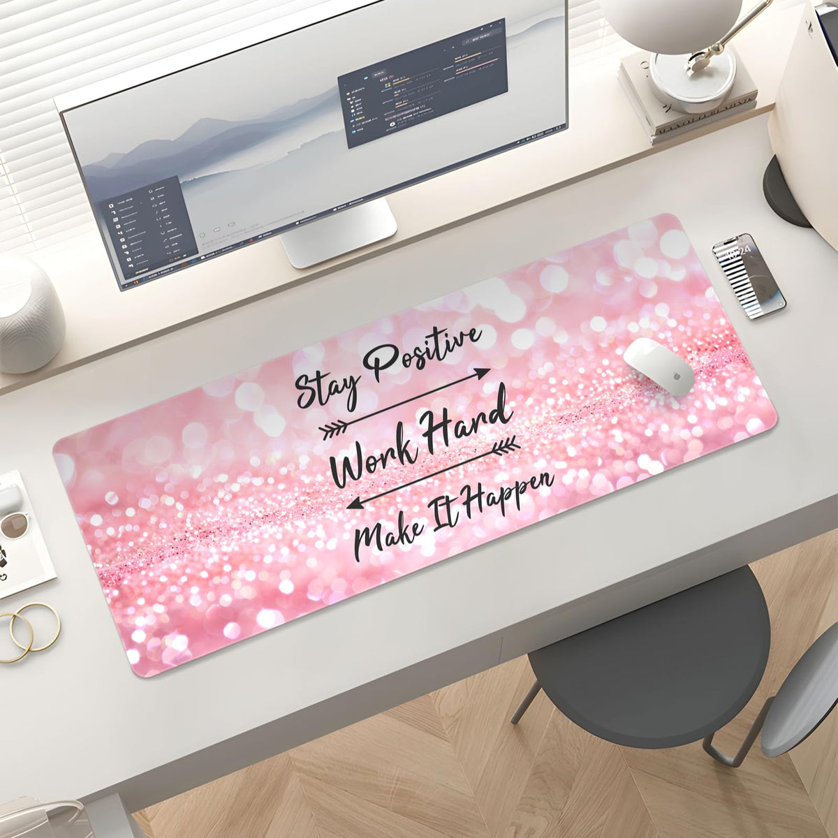Stanoha Cute Desk Mat for Keyboard Desktop Extra Large Mouse Pad, Quotes