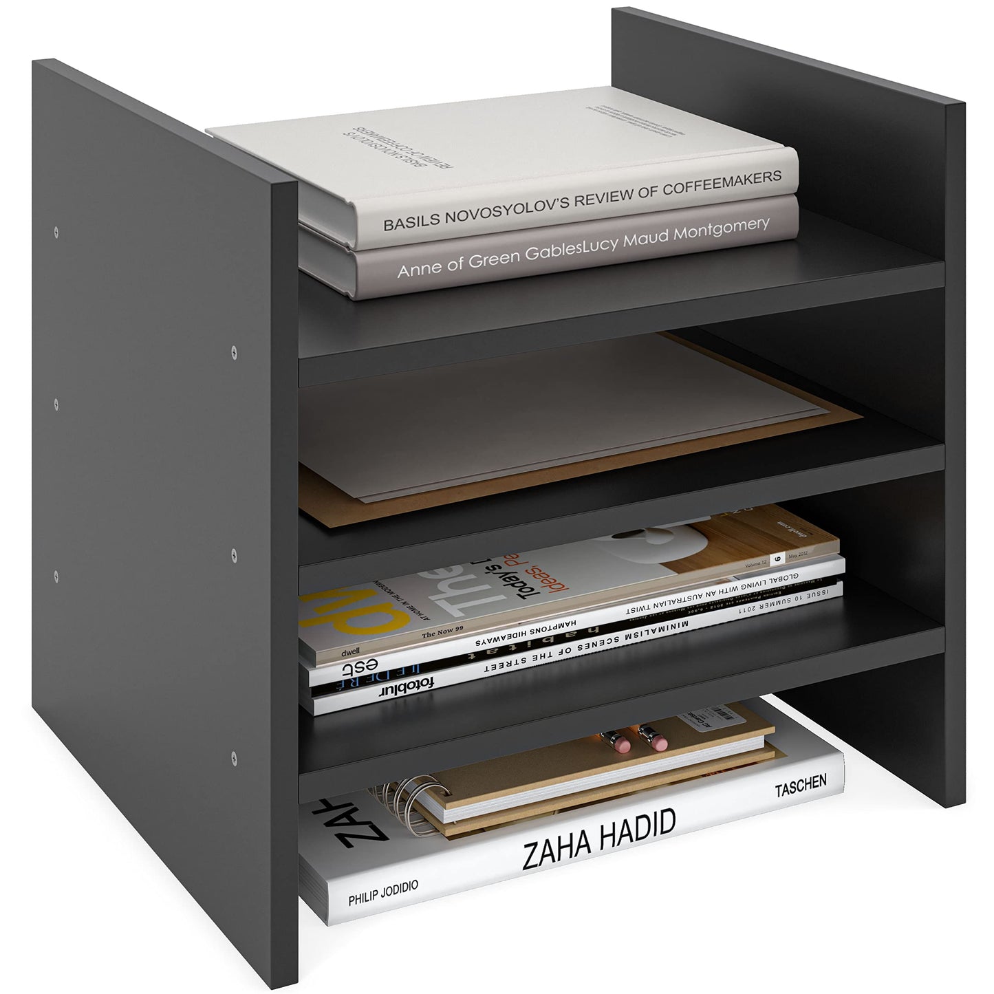 Ballucci 4-Tier Paper Sorter and File Organizer for Desk, Wood Mail Sorter, Fits into IKEA Kallax