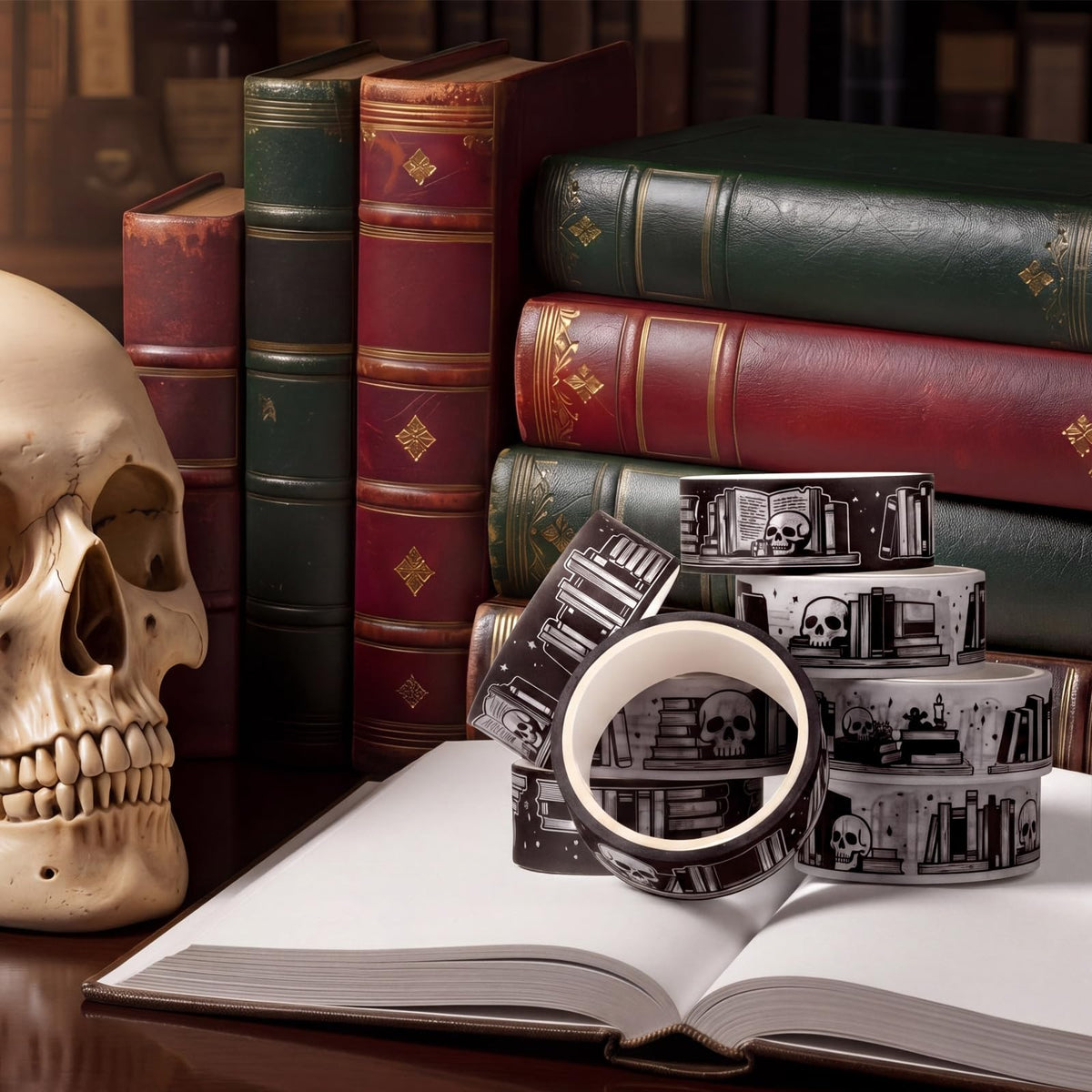 Janlaugh 24 Rolls Halloween Gothic Washi Tape, Book Washi Tape