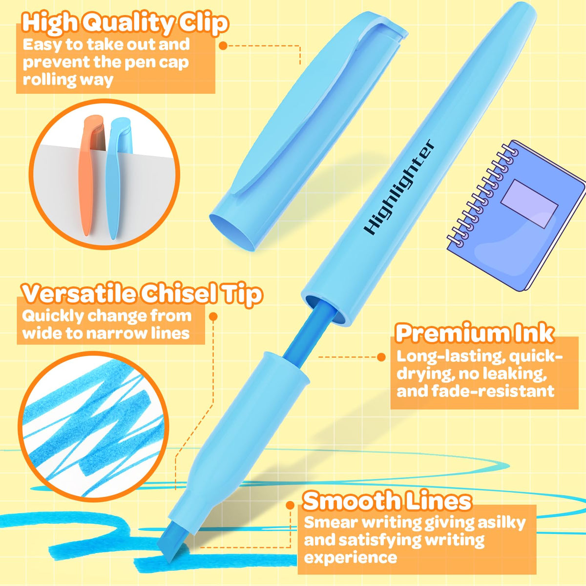 JSDOOGOO 150 Pack Pastel Highlighters Assorted Colors Bulk - Chisel Tip No Bleed Dry-Quickly