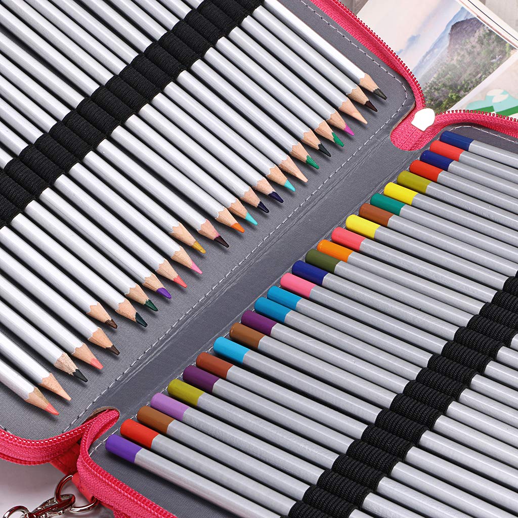 BTSKY 200 Slots Colored Pencil Organizer - Deluxe PU Leather Pencil Case