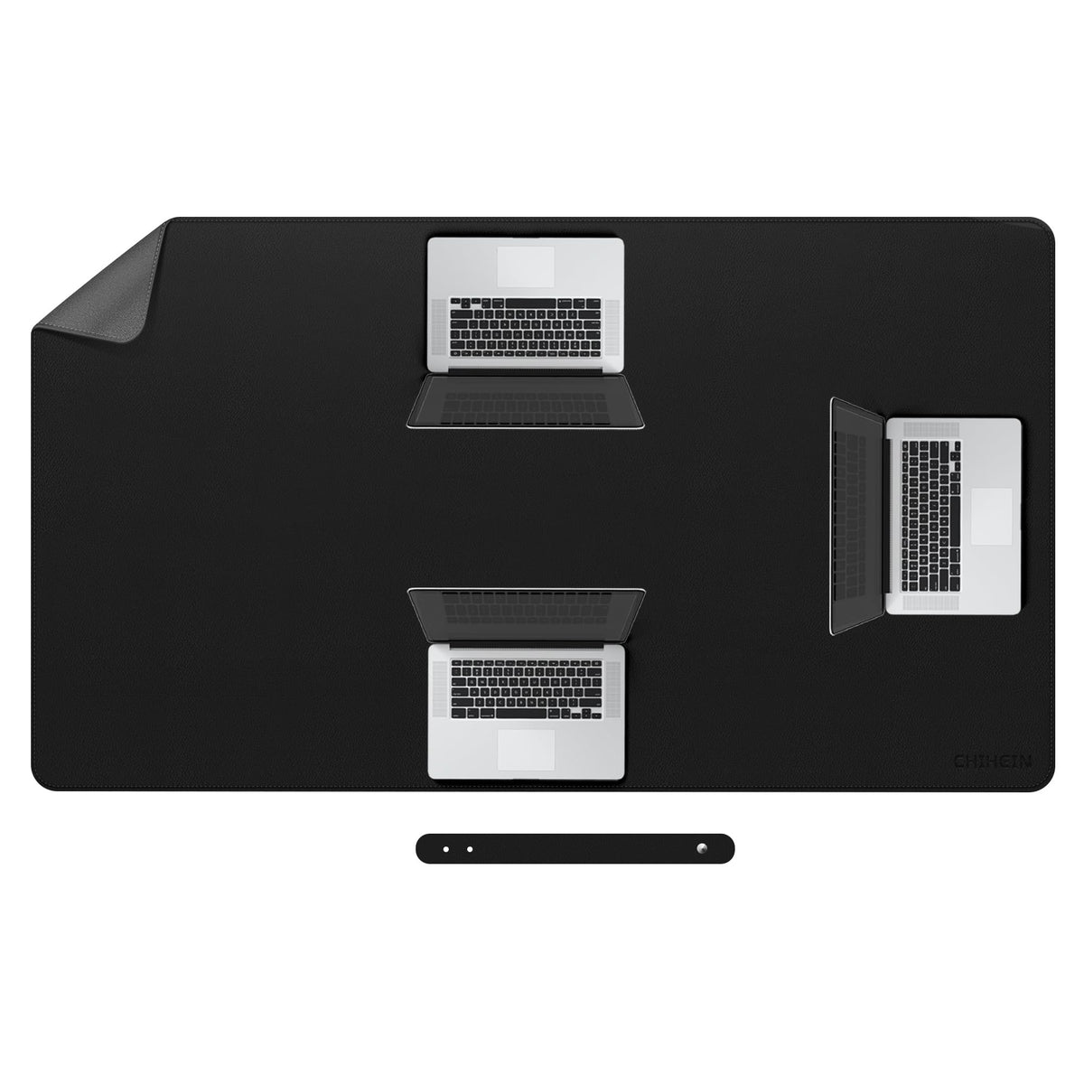 Chihein 59" x 32" 4XL PU Leather Desk Mat (Black/Gray), Huge Mouse Pad, Dual Sided Desk Pad
